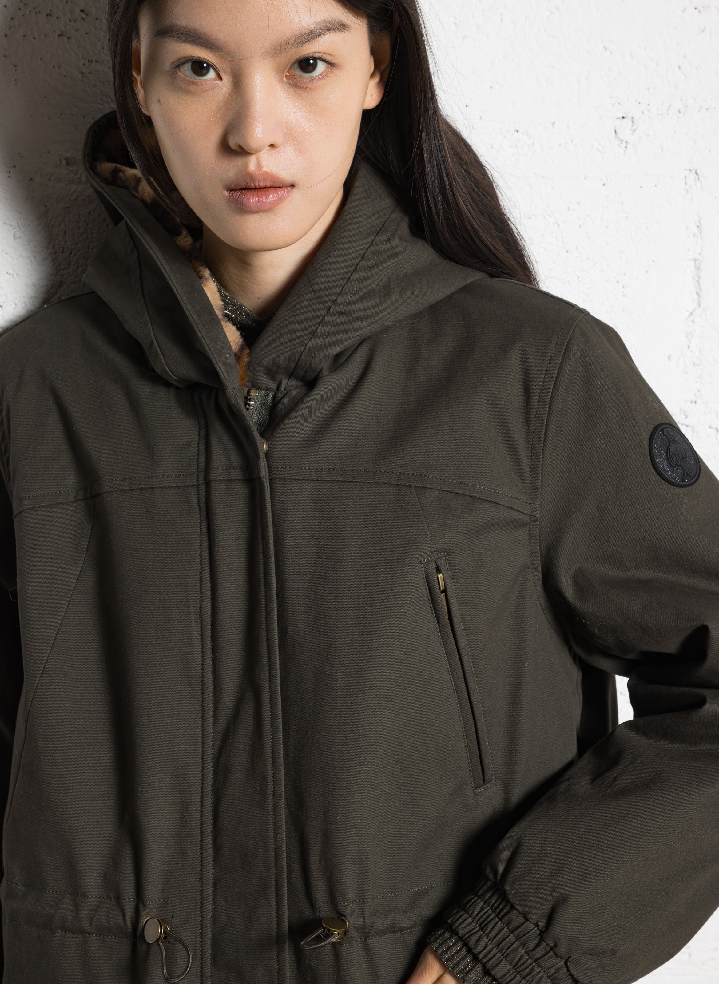 Rechte jacquard jas  ONE STEP Groen