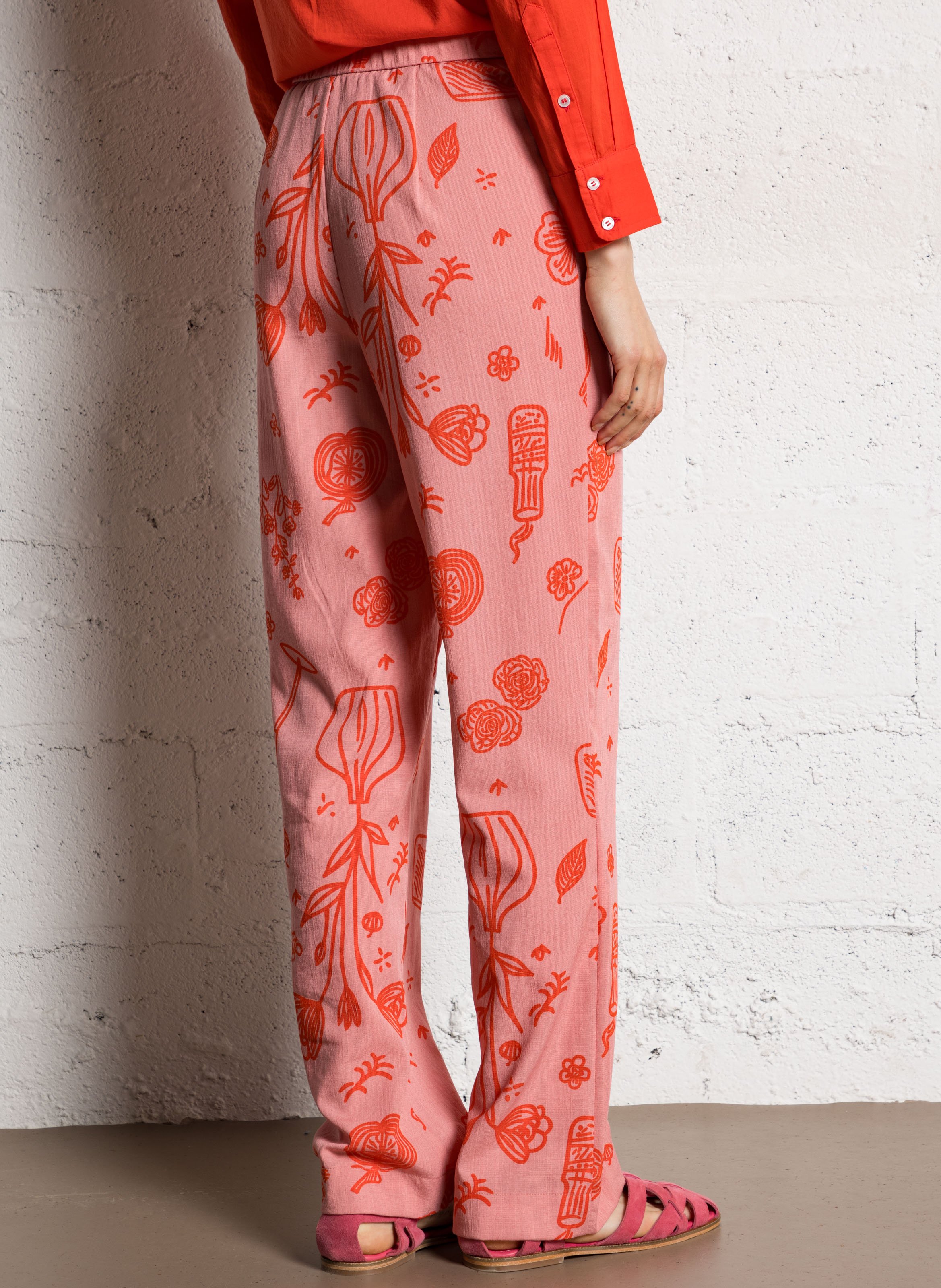 Norton printed straight trousers OBJECT Pink