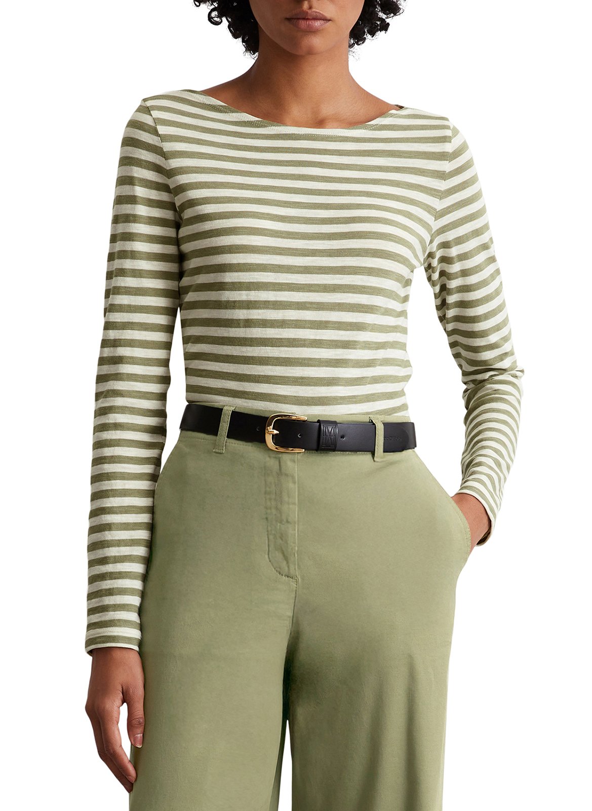 Camiseta de algodón con cuello barco MARC O'POLO