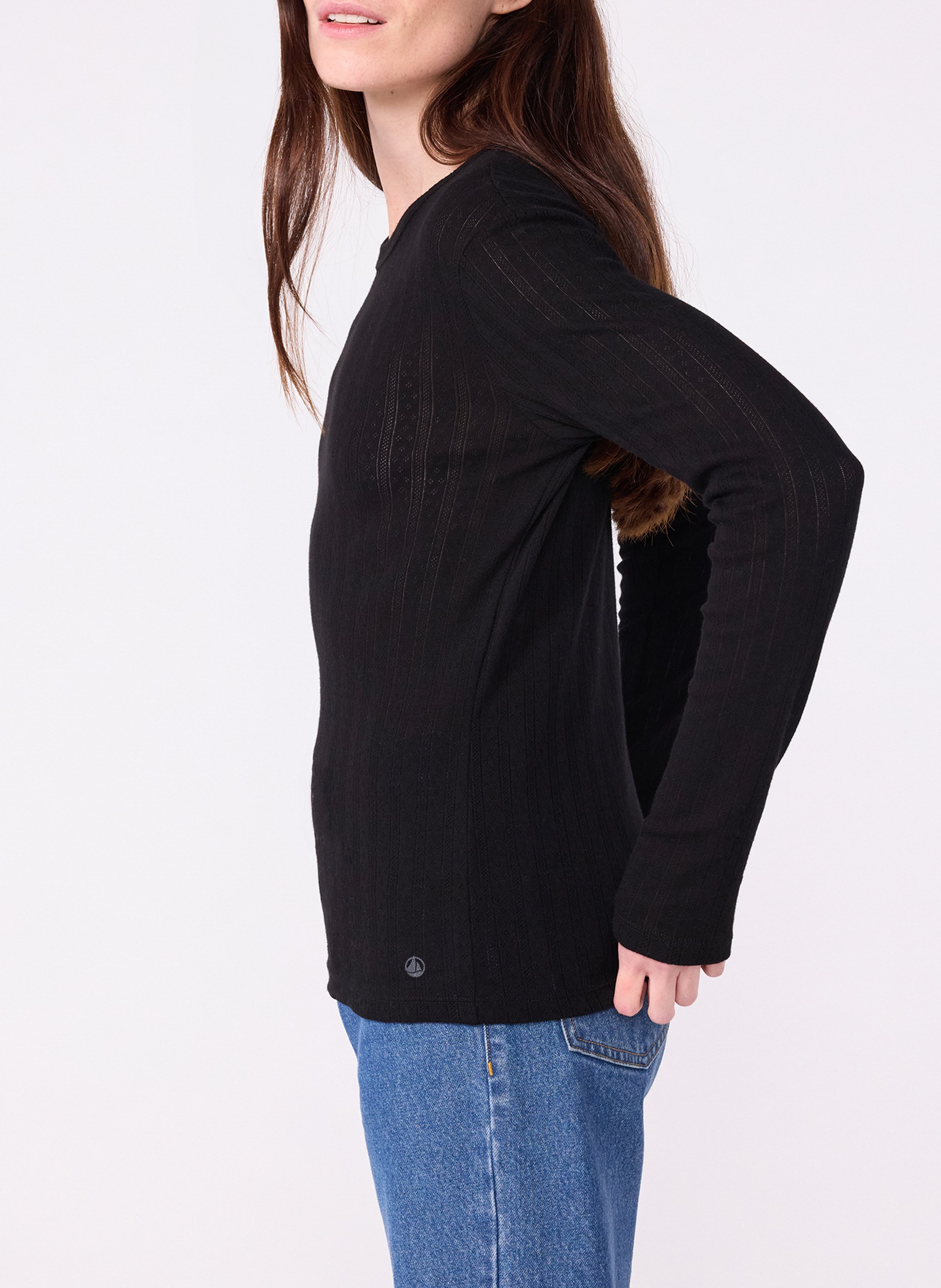 Fitted cotton t-shirt PETIT BATEAU Black