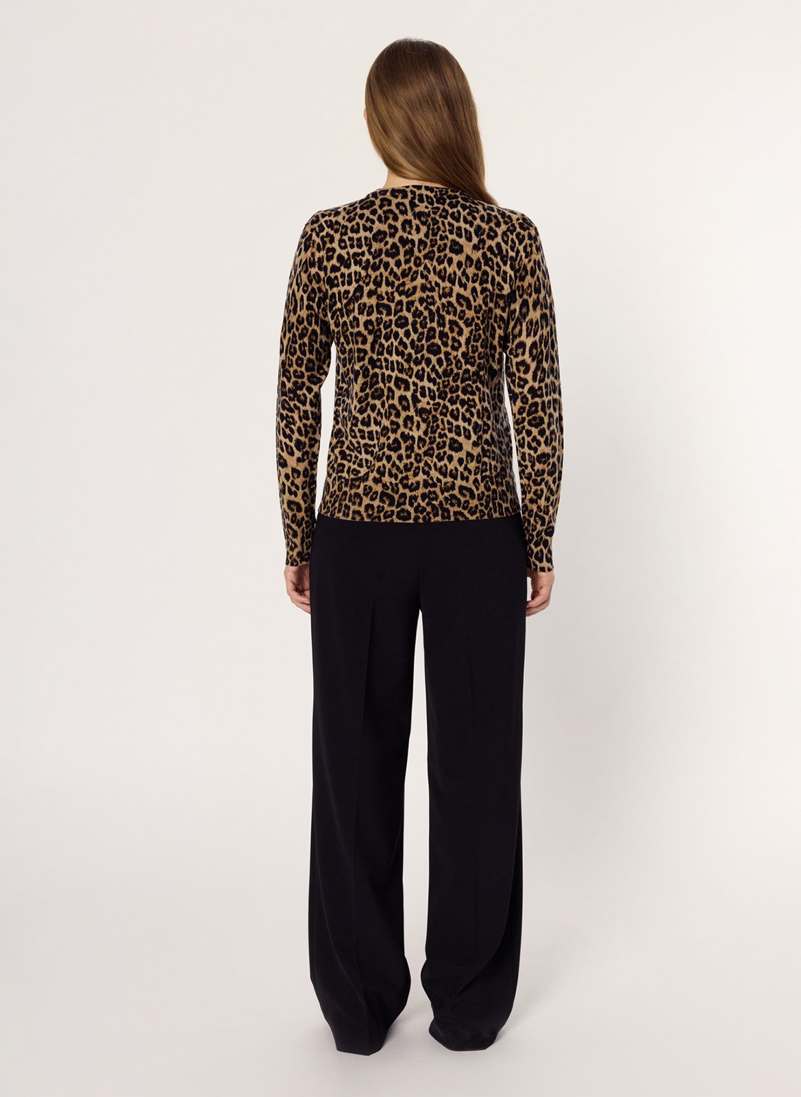 Gilet col rond léopard en laine  GERARD DAREL Marron