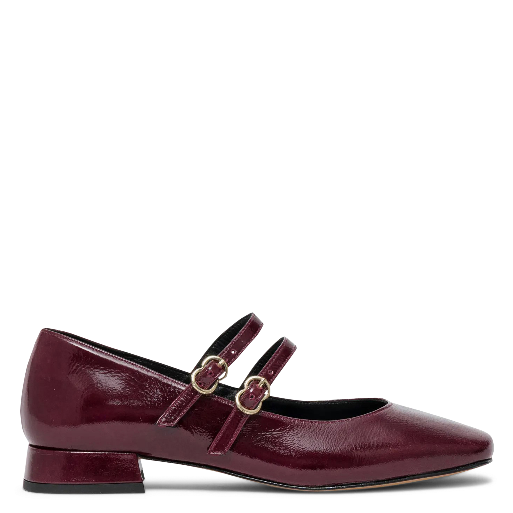 Patent leather ballet flats with leather straps BOCAGE Plums