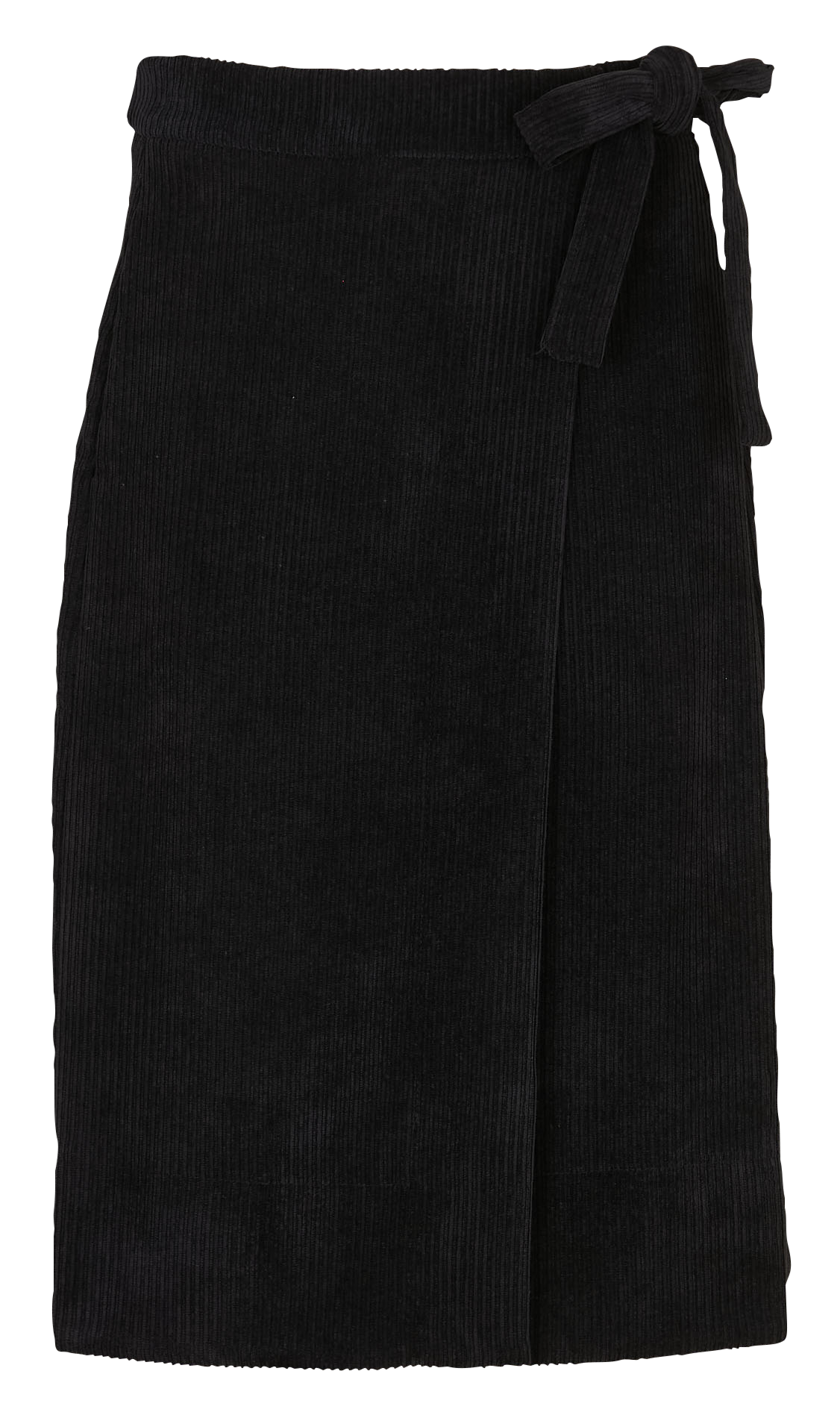 Jupe midi portefeuille en velours côtéle LA FEE MARABOUTEE Noir