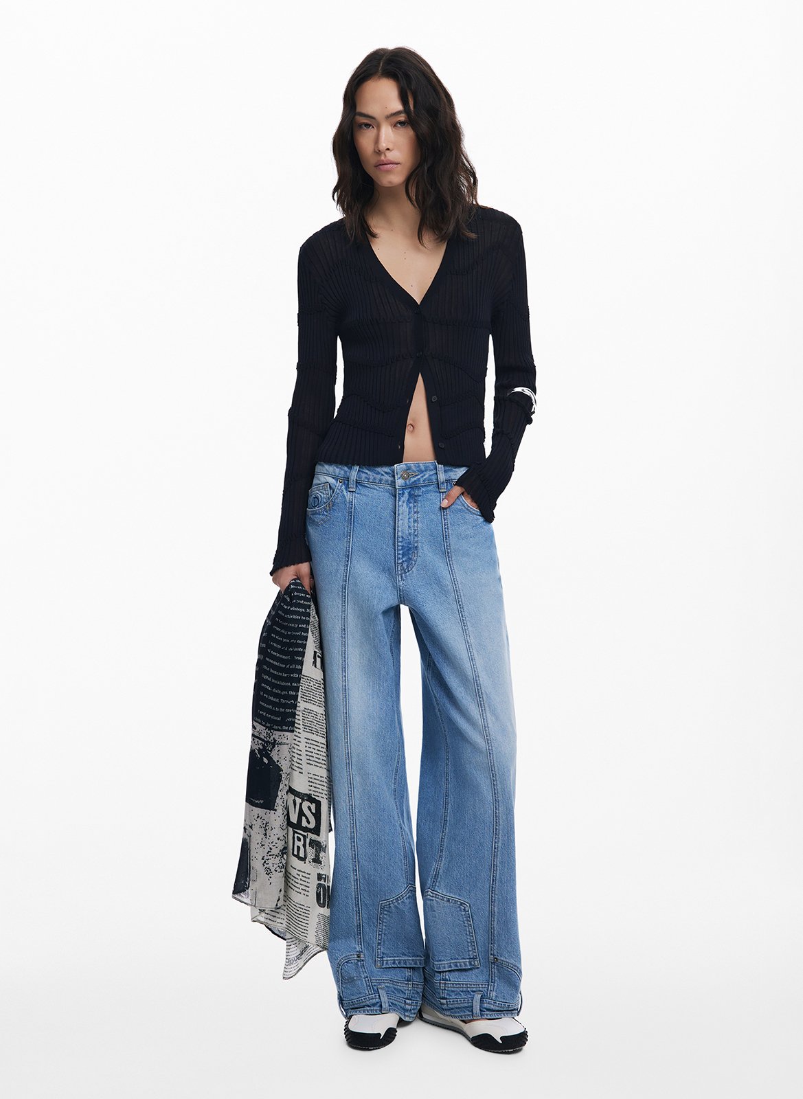 Foulard rectangulaire journal DESIGUAL Noir