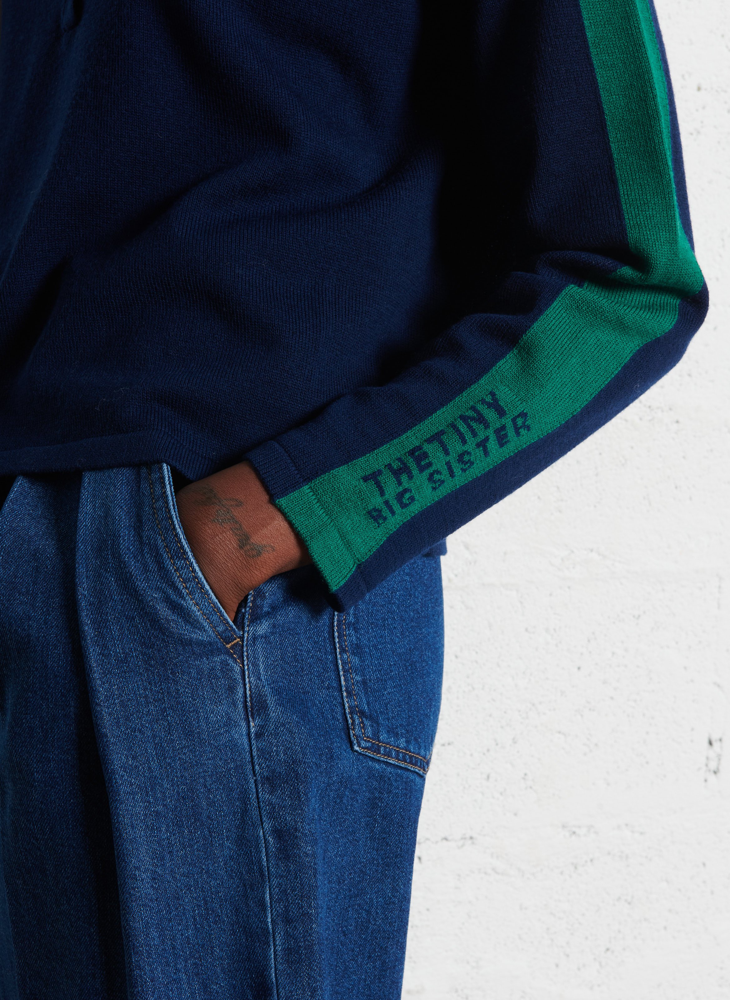 Pull oversize en laine THE TINY BIG SISTER Bleu