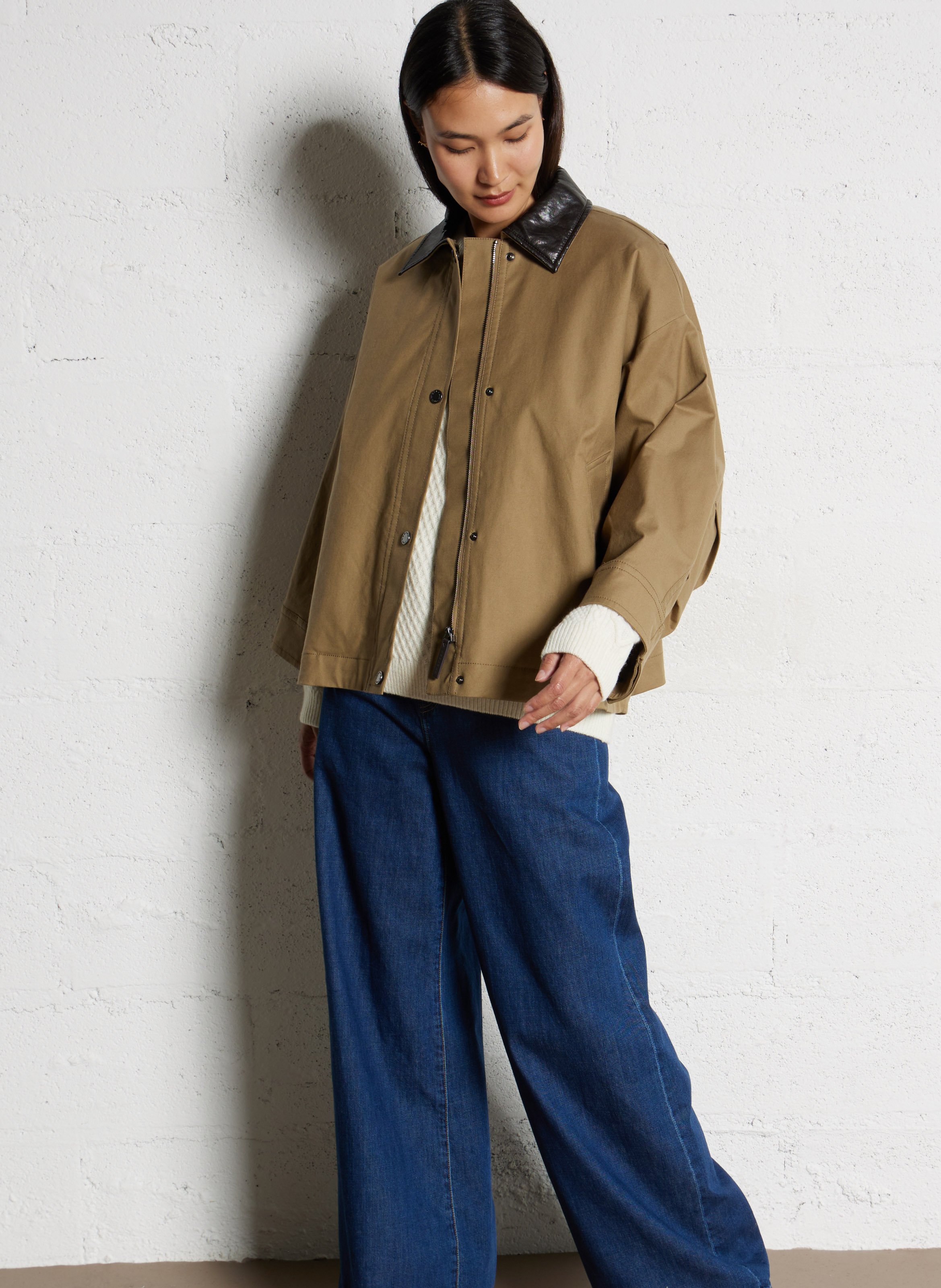 Cotton-blend coat with classic collar MAX MARA WEEK END Brown