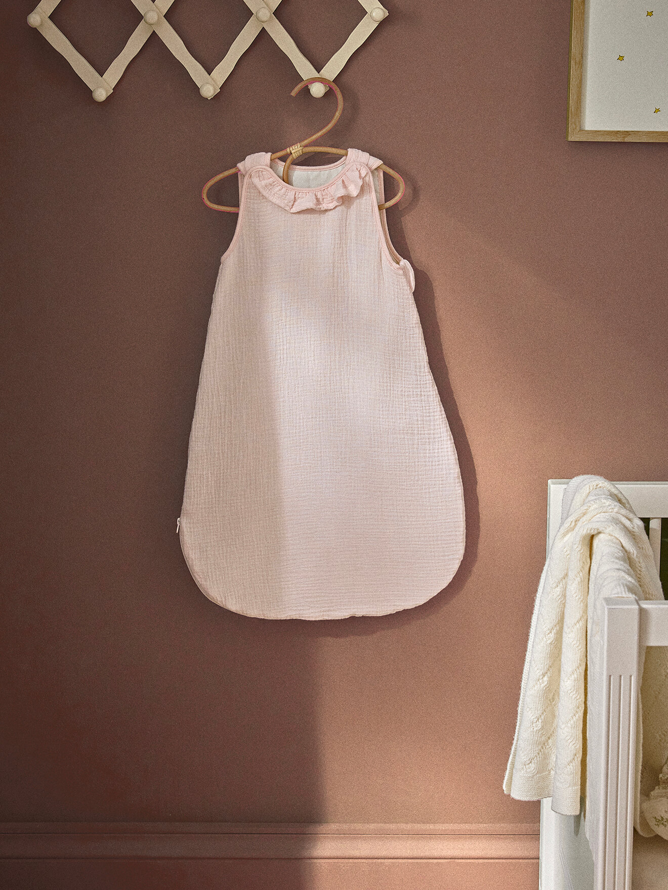 Organic cotton muslin frilly collar sleeping bag tog 2 CYRILLUS Pink