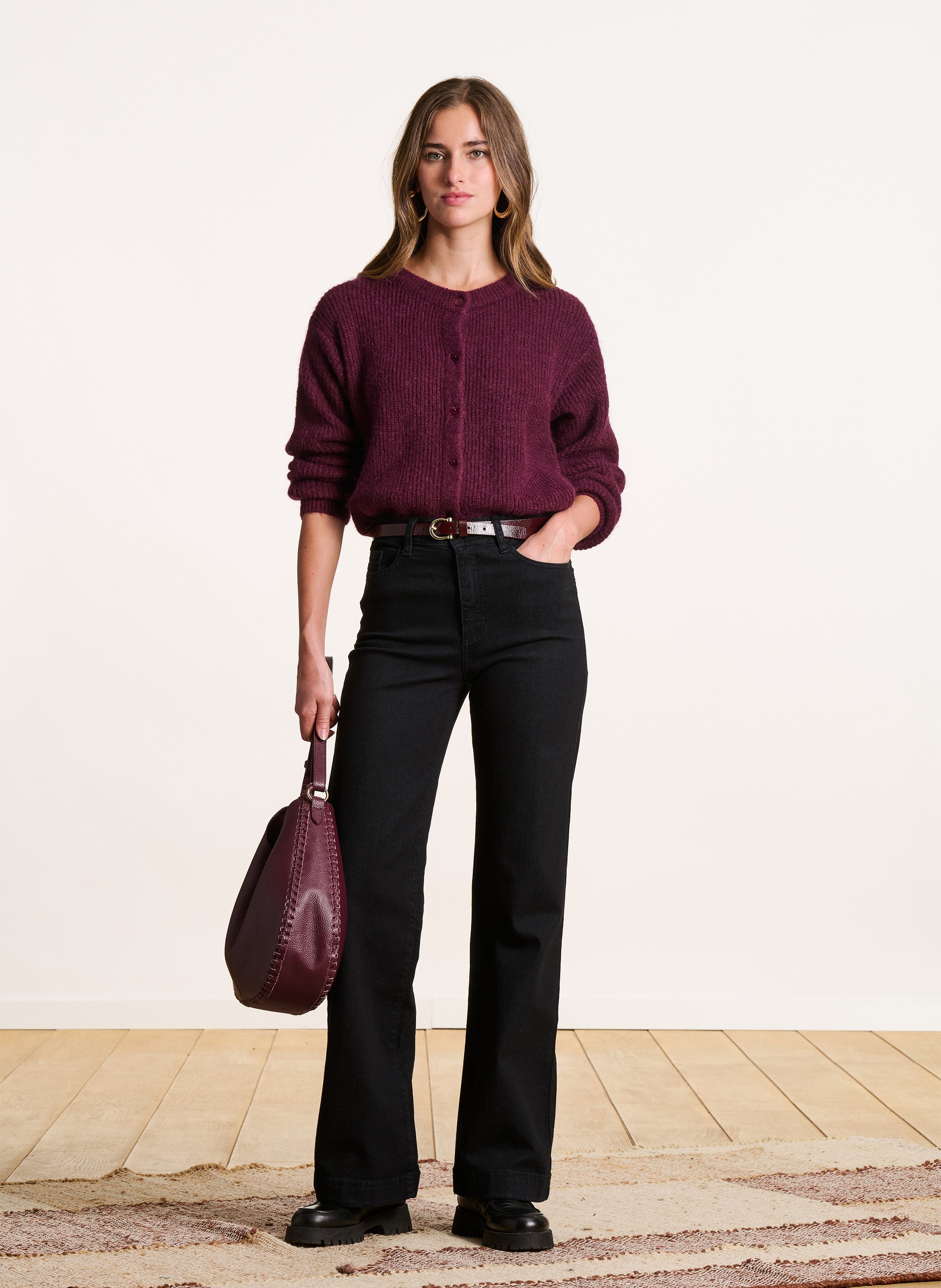 Jean large uni en coton bio LA FEE MARABOUTEE Noir