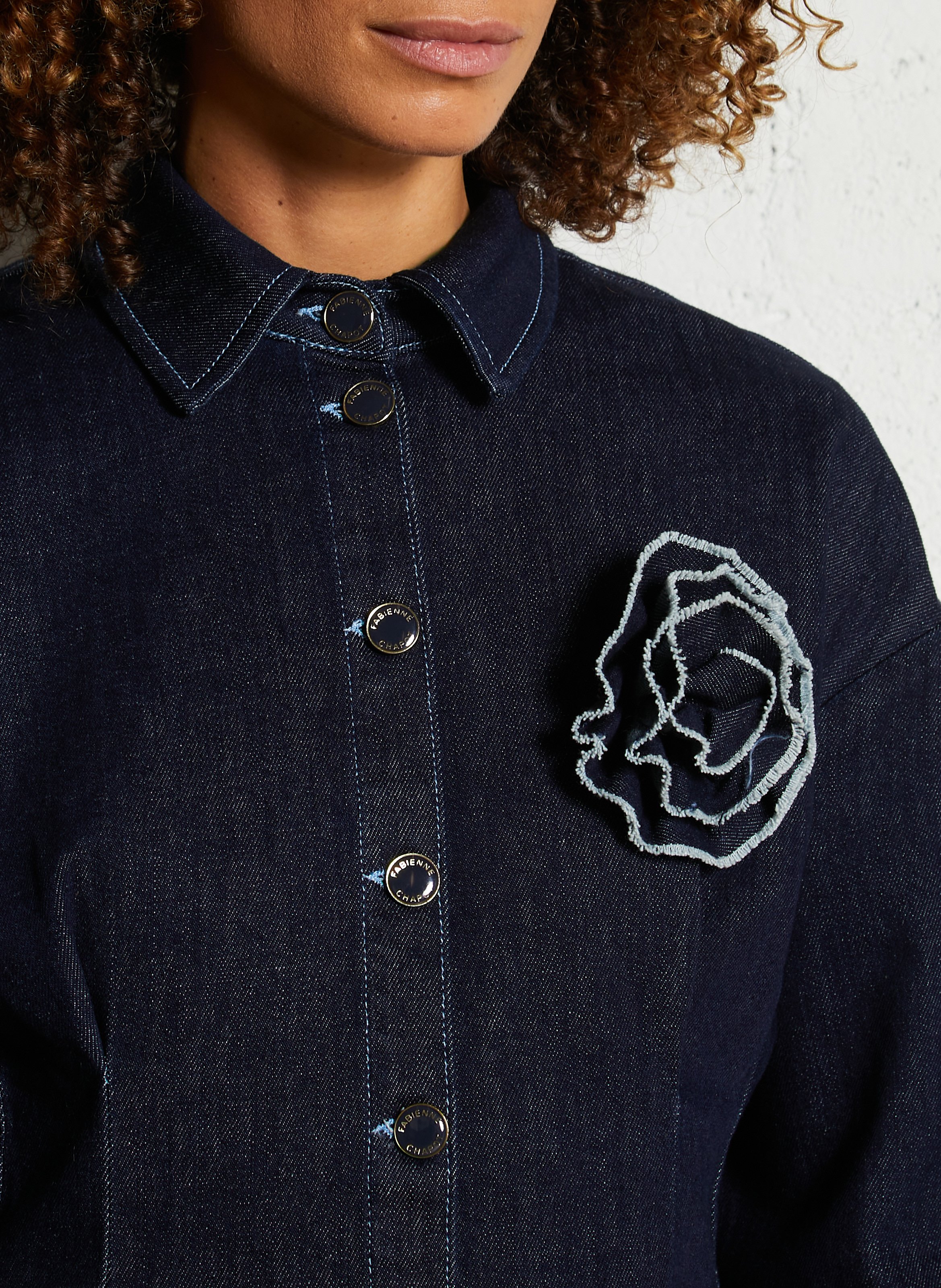 Chemise col classique en denim FABIENNE CHAPOT Bleu