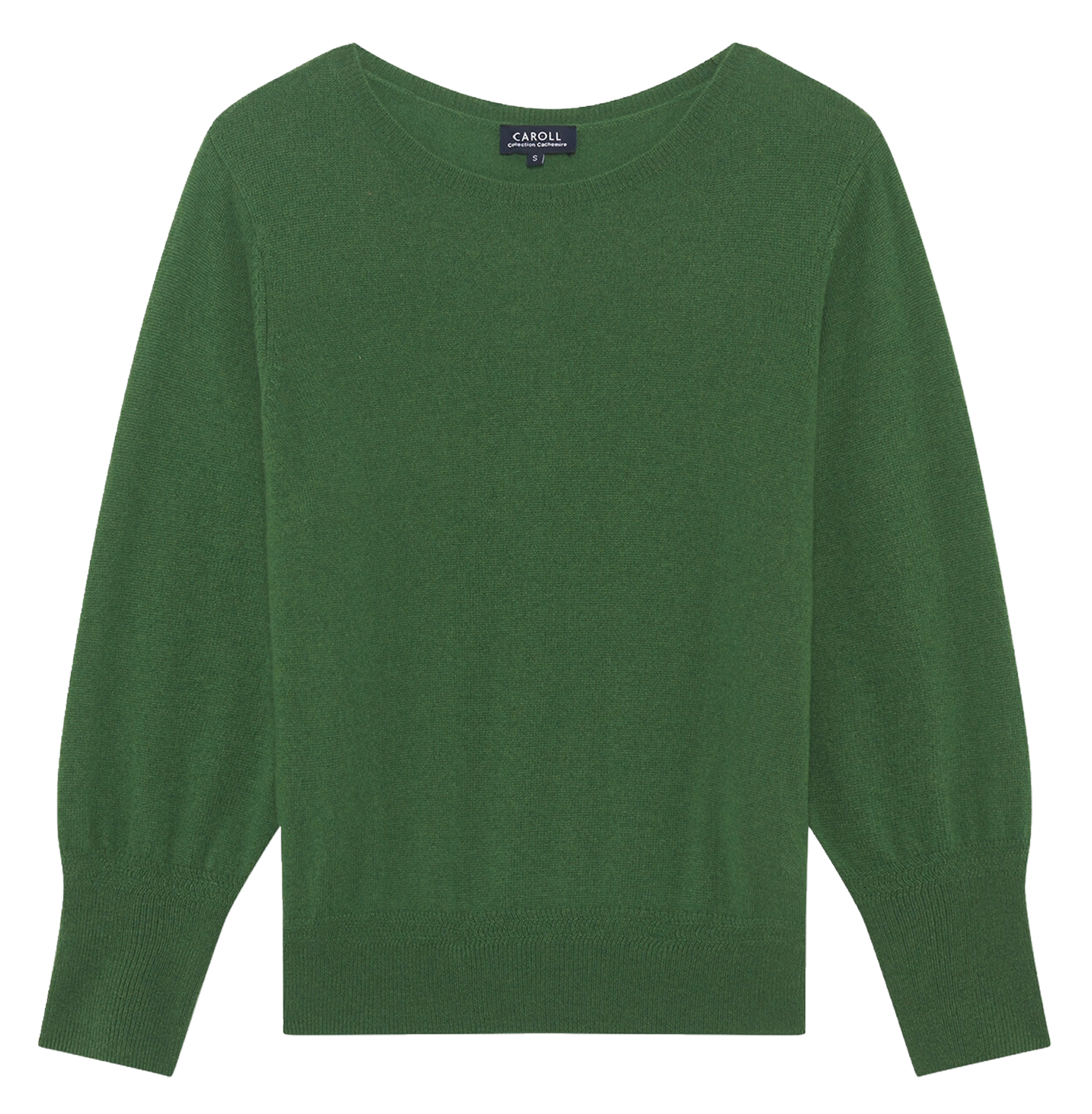 Straight cotton sweater with round neck CAROLL Green