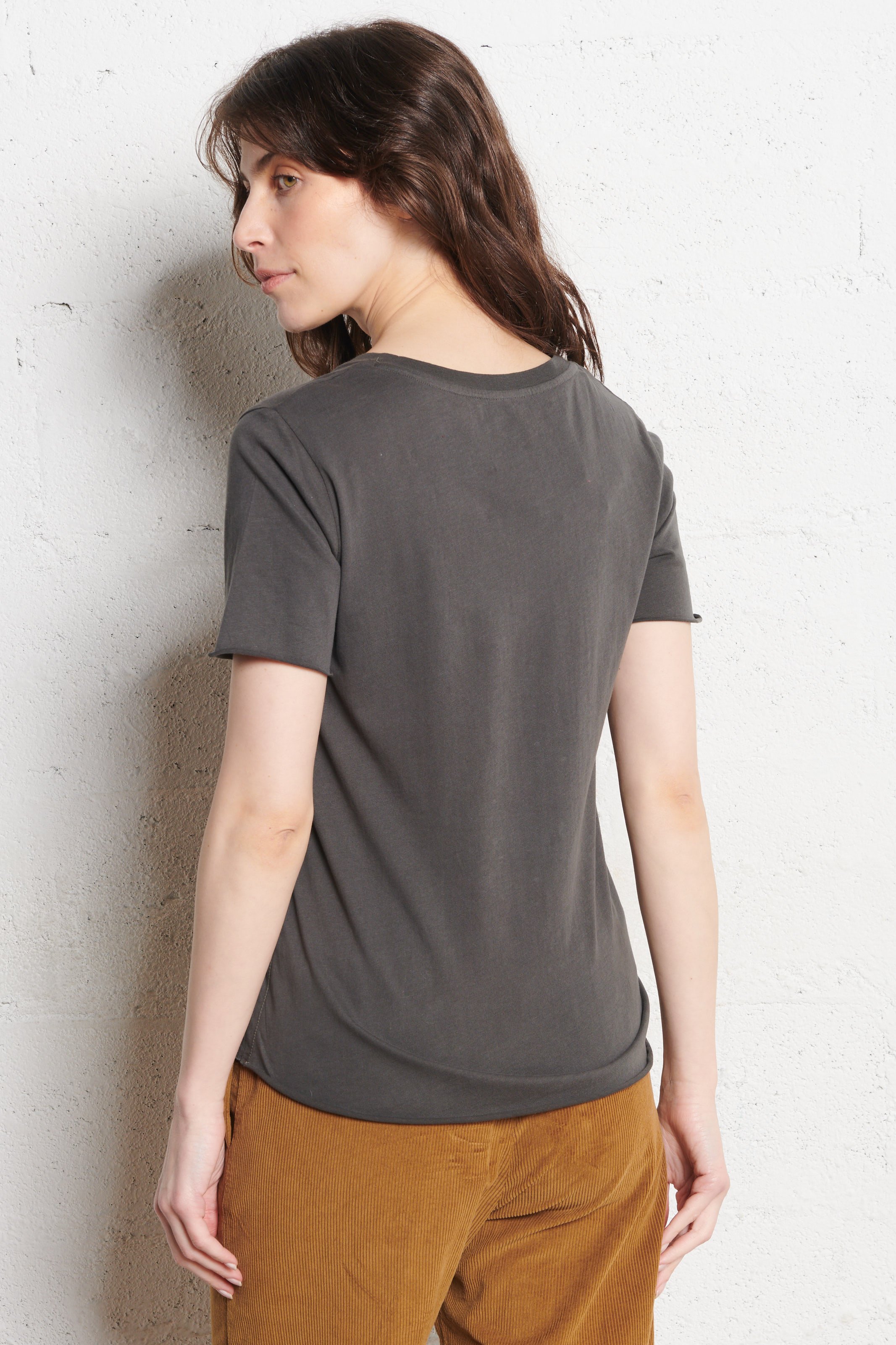 T-shirt van biokatoen met ronde hals LEON & HARPER Grijs