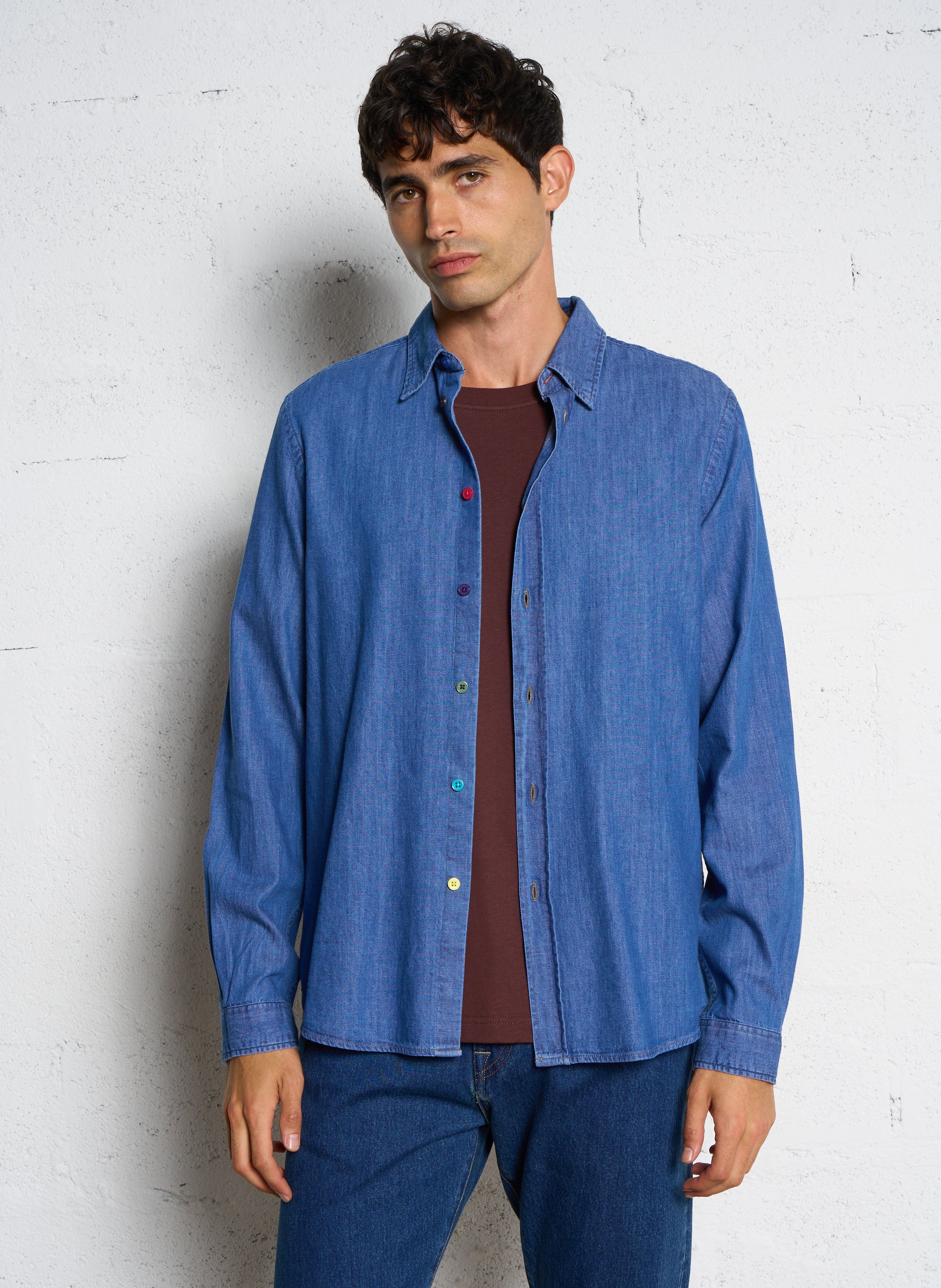 Straight denim shirt in organic cotton PAUL SMITH Blue