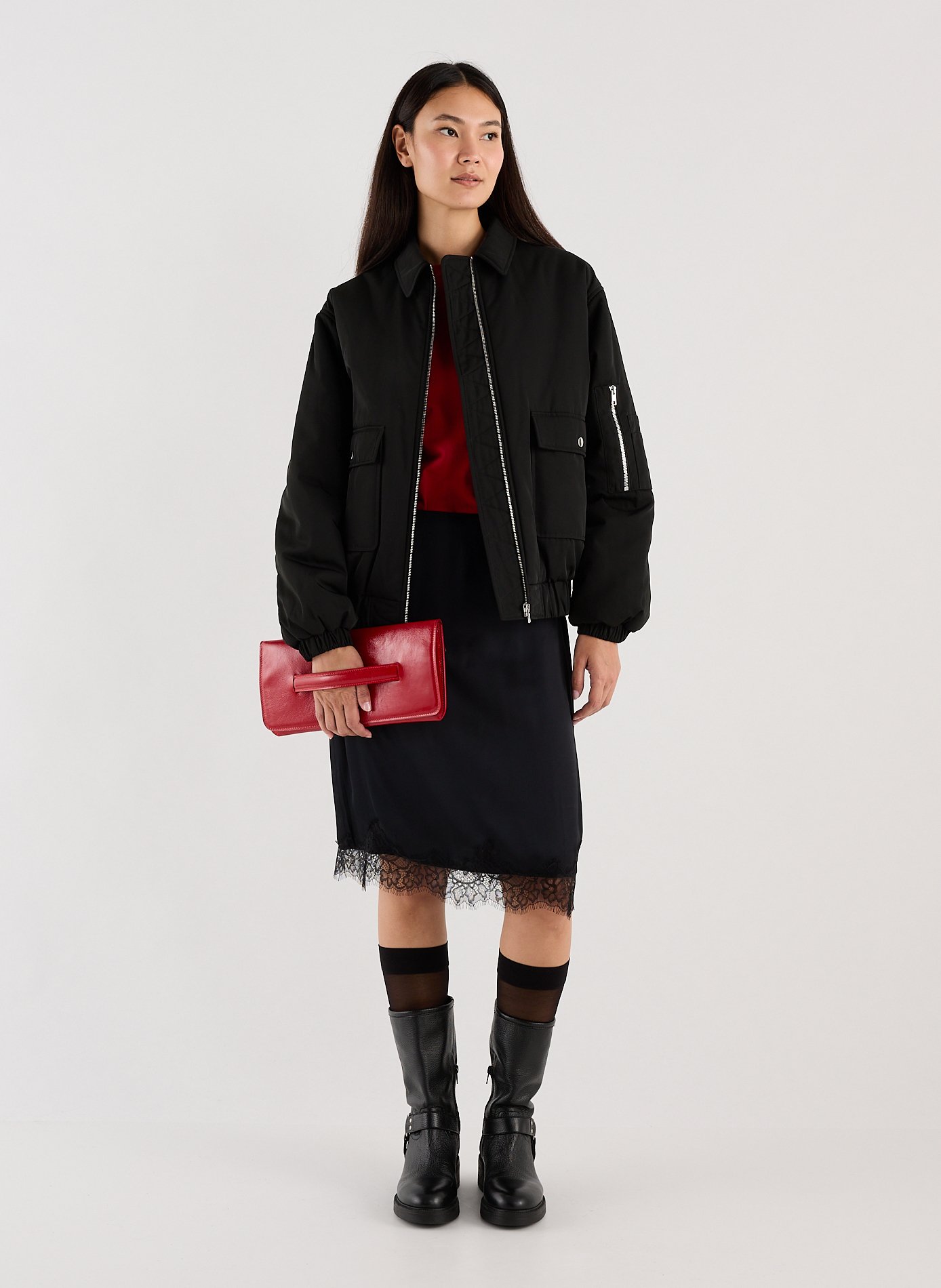 Gerade geschnittener Blouson mit klassischem Kragen SAISON 1865 Schwarz