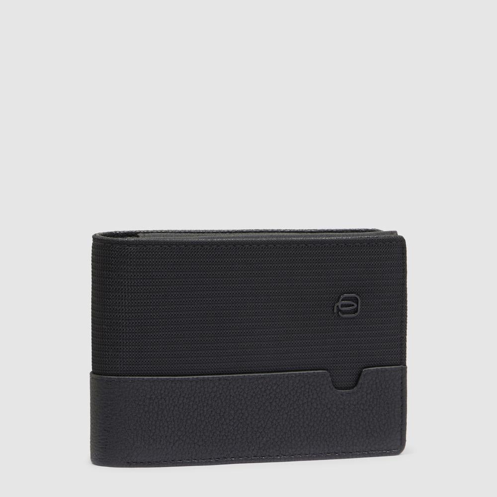 Men's wallet with ID card holder flap, coin pocket, credit card slots, and RFID protection PIQUADRO Black