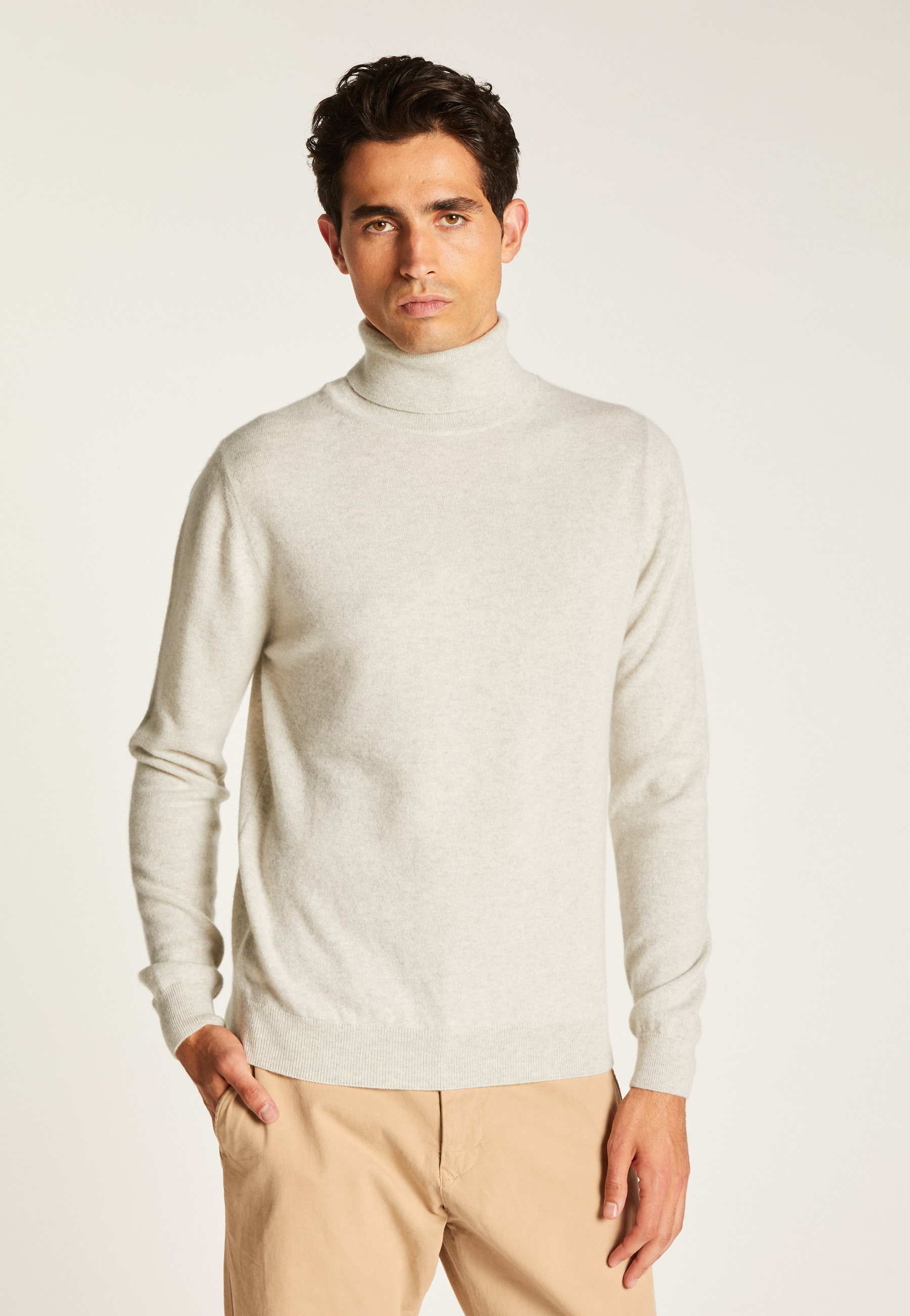 Cashmere polo neck sweater MAISON MONTAGUT Grey
