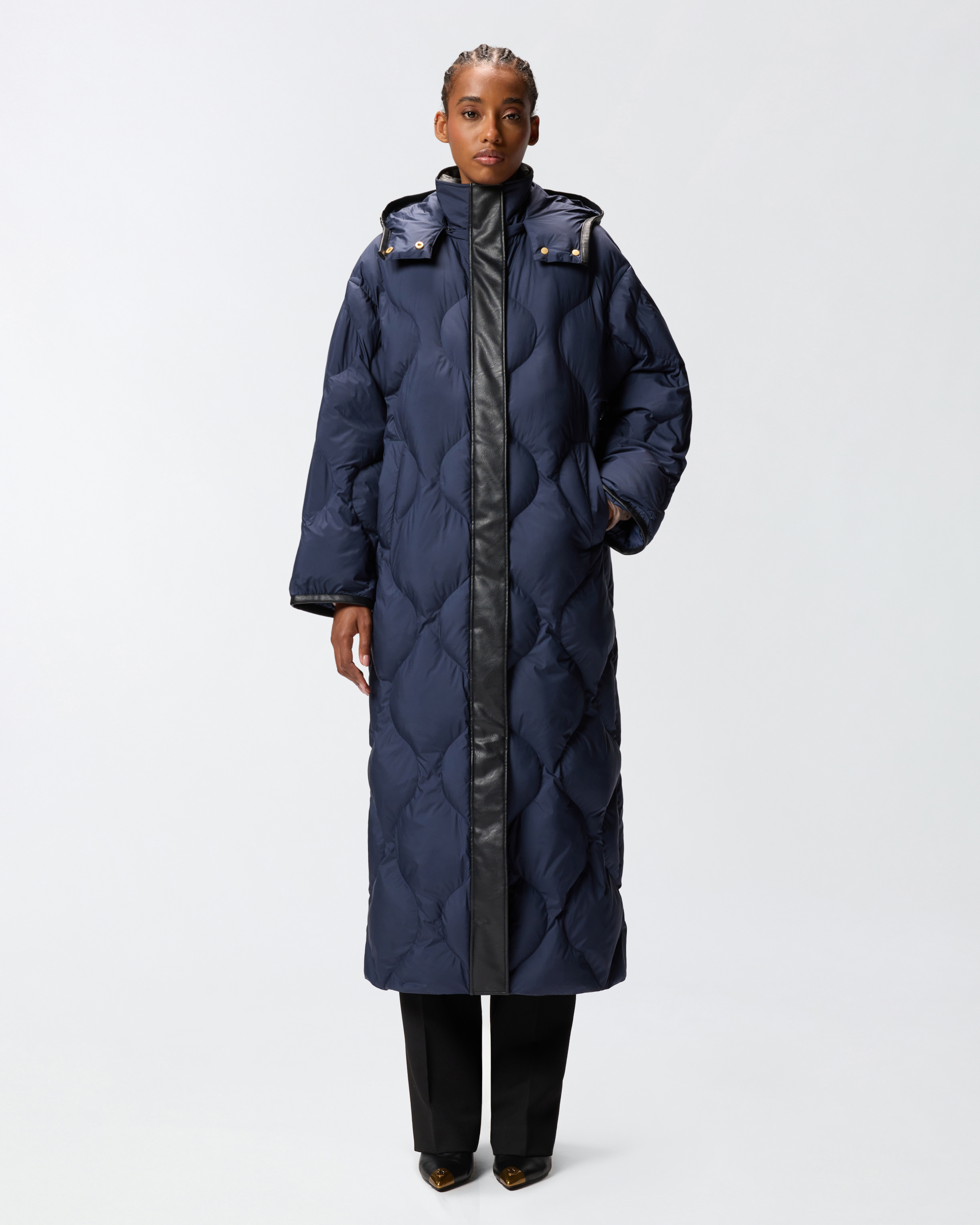 Long quilted coat PINKO Blue