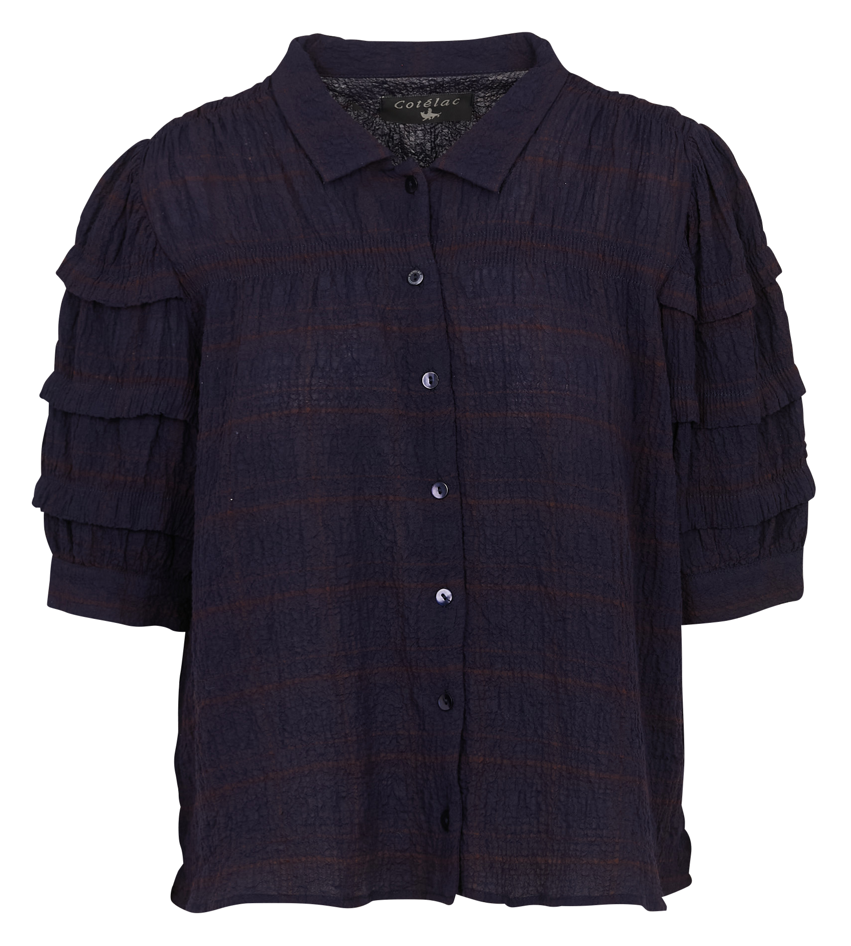 Checked blouse with classic collar COTELAC Blue