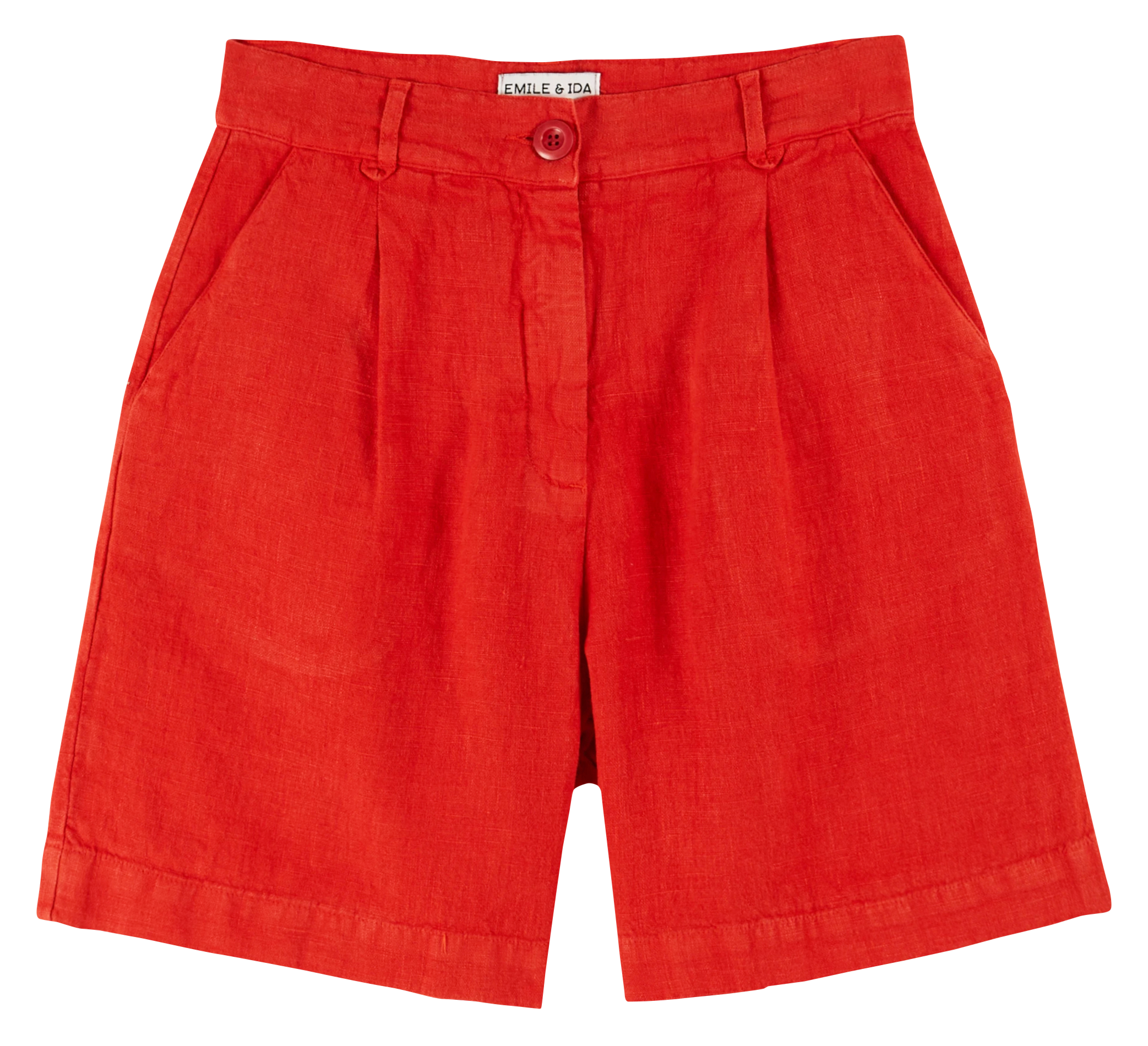 High-waisted linen shorts DARIUS Coquelicot
