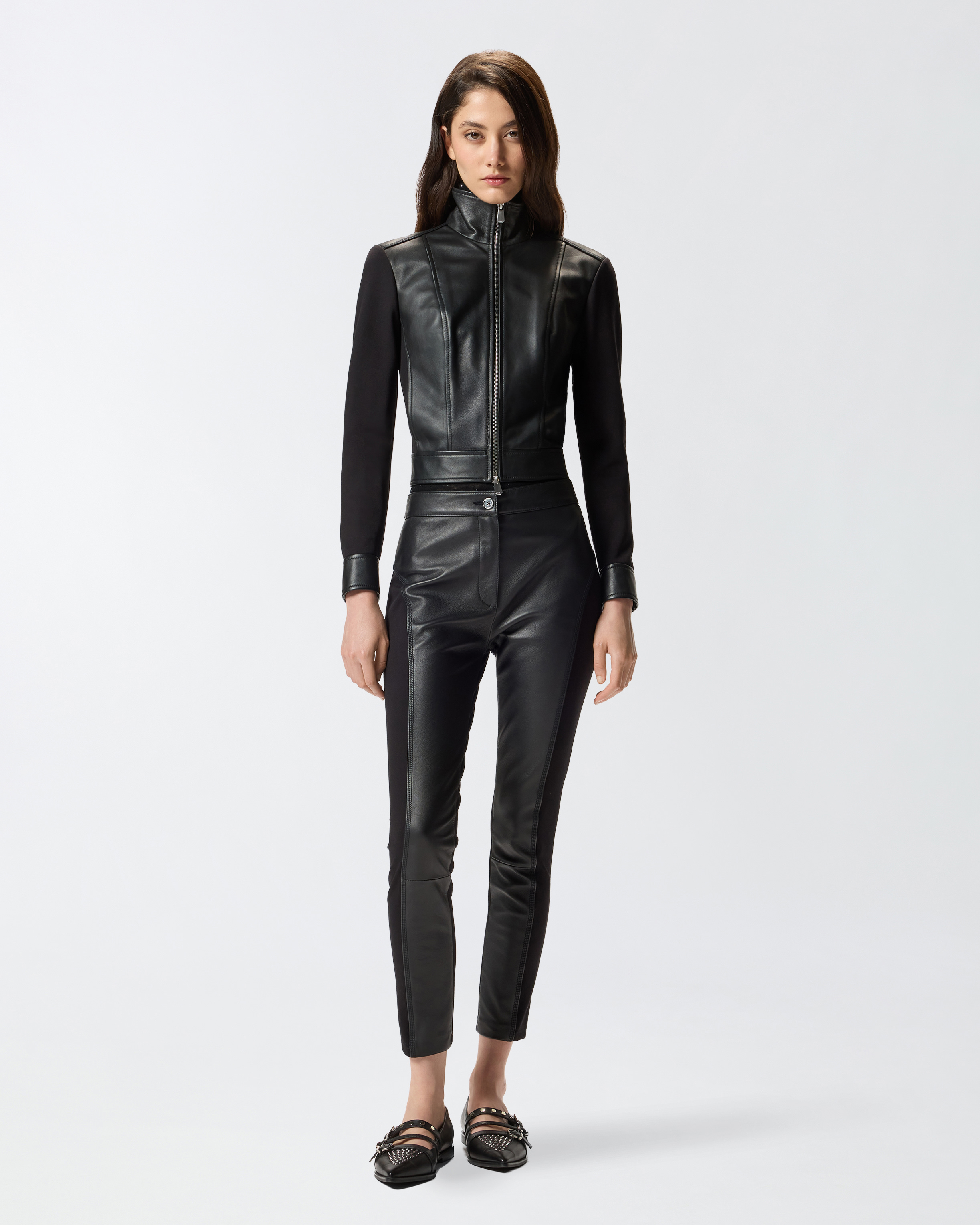 Two-material biker jacket PINKO Black