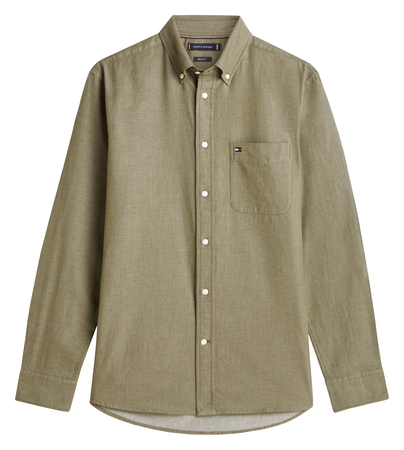 Cotton shirt with classic collar TOMMY HILFIGER Green