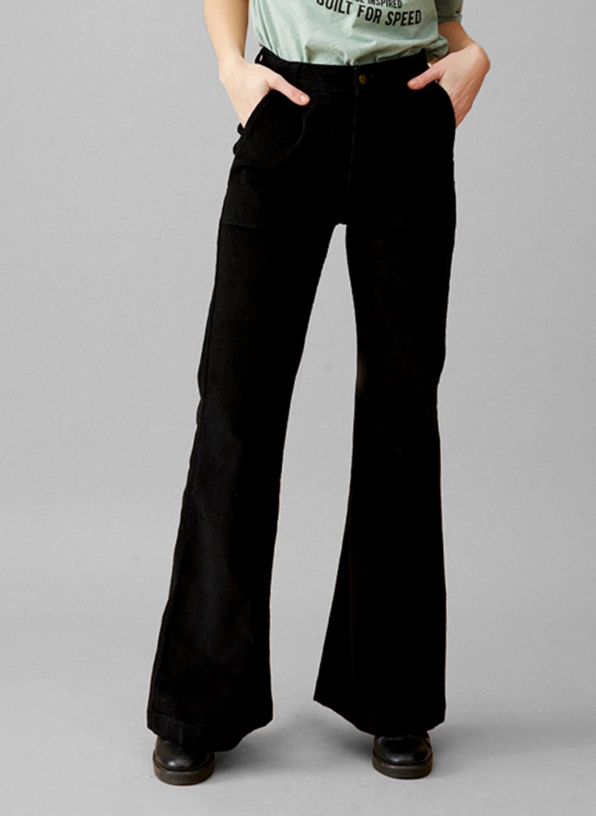 High-waisted corduroy pants WILD Black