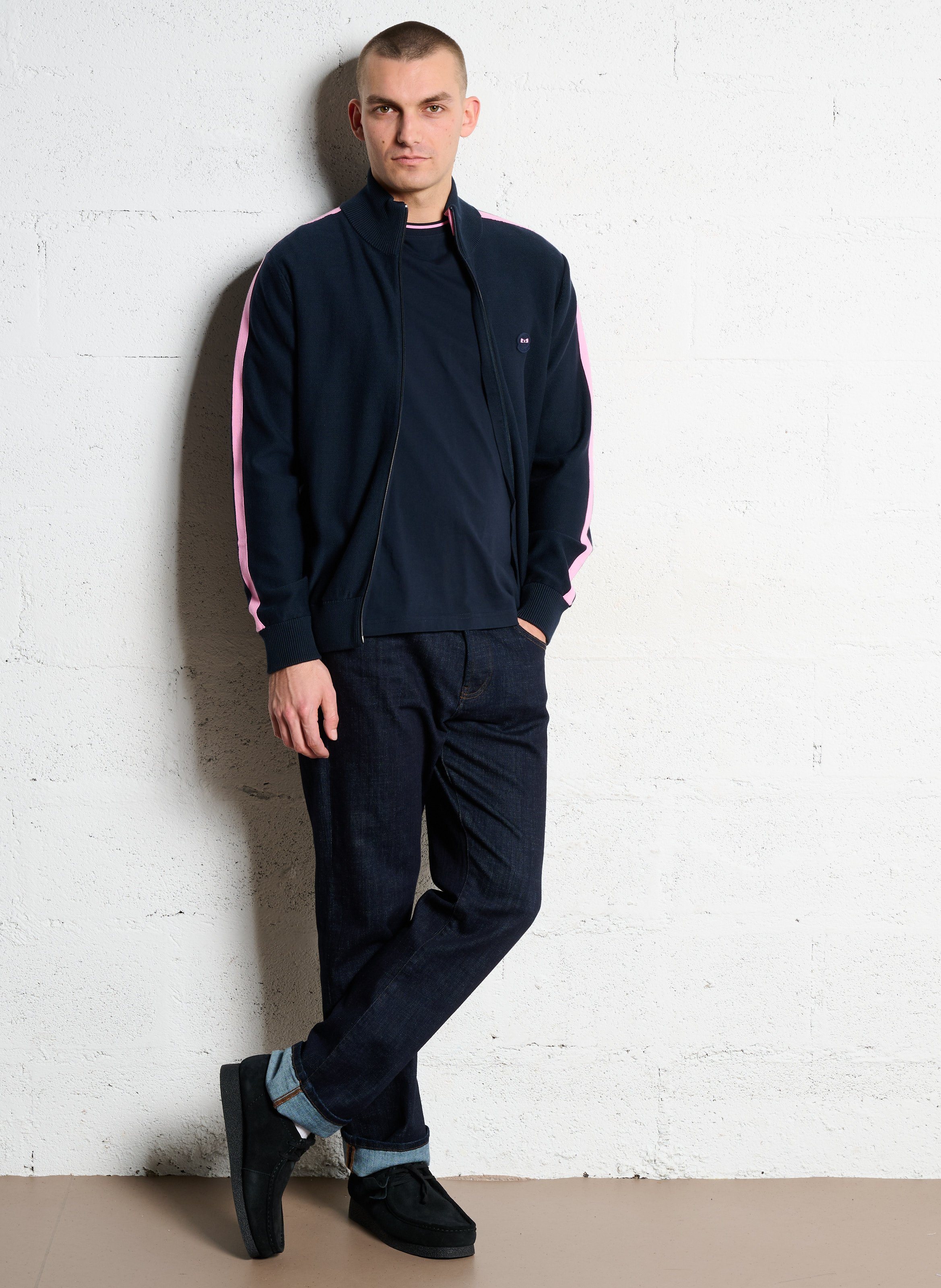 Gilet droit uni à bandes sur les épaukes EDEN PARK Bleu