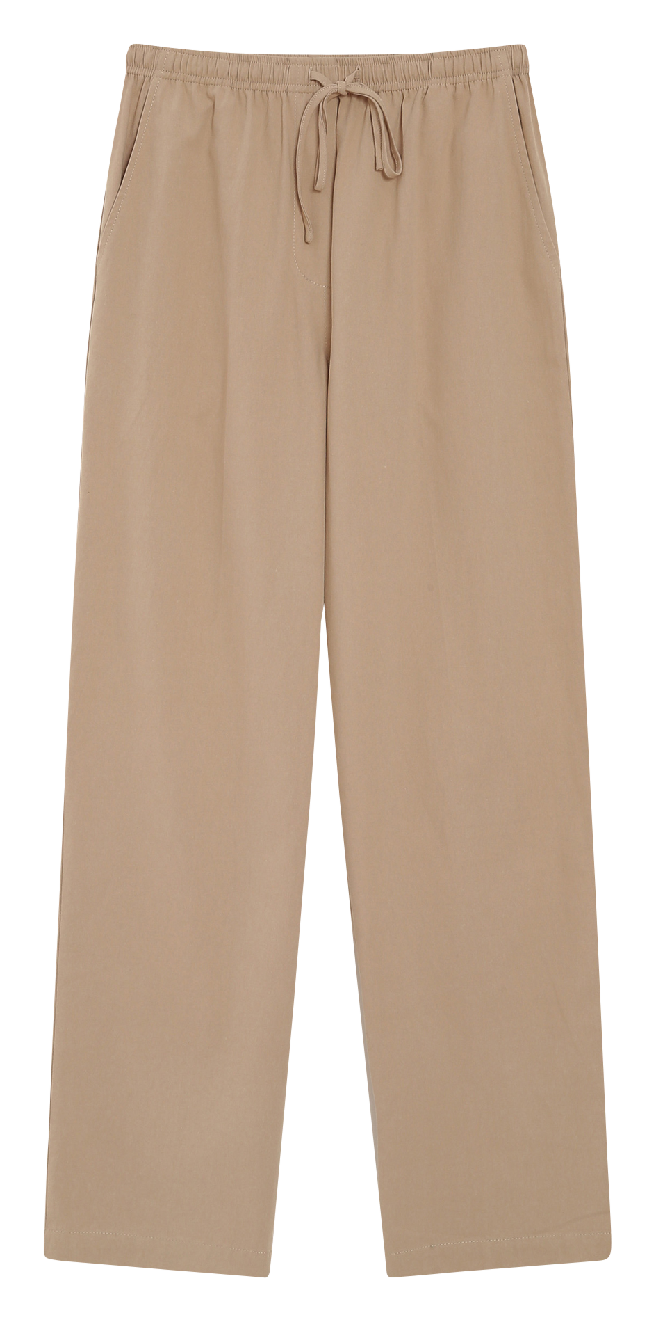 Pantalon droit élastiqué uni en coton GRACE ET MILA Beige