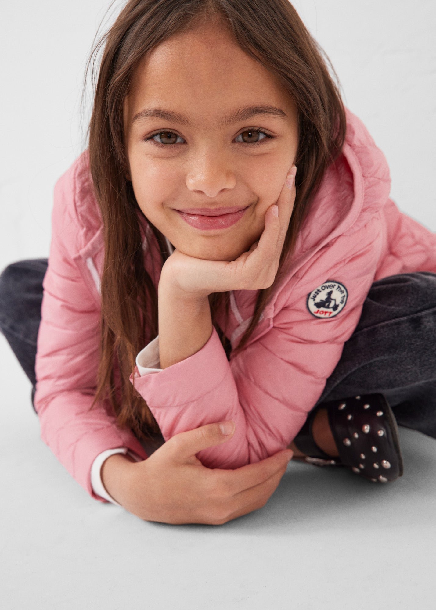 Carla lightweight hooded children's down jacket JOTT Pink