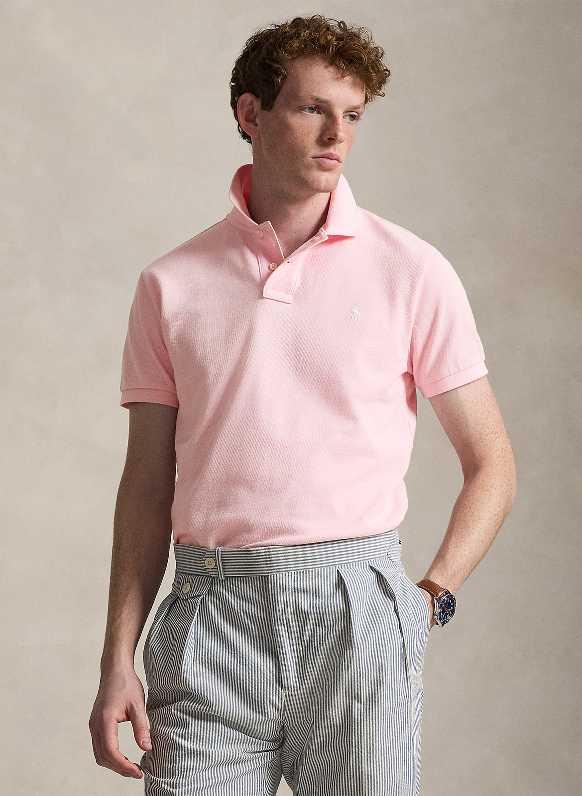 Custom-fit cotton polo shirt POLO RALPH LAUREN Pink