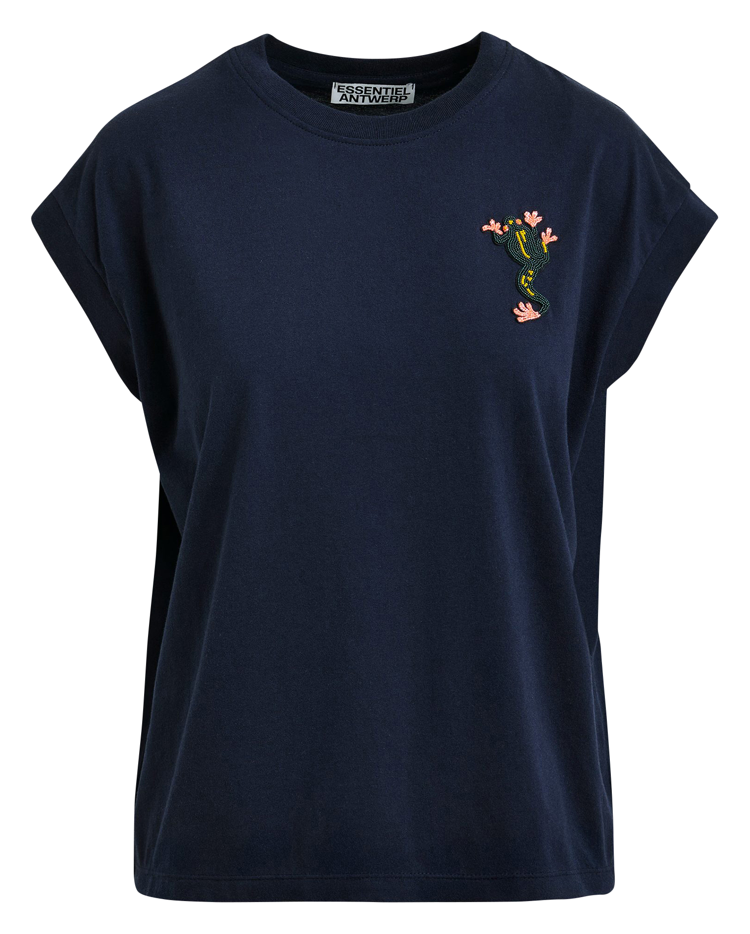 T-Shirt mit Perlen-Frosch ESSENTIEL ANTWERP Blau