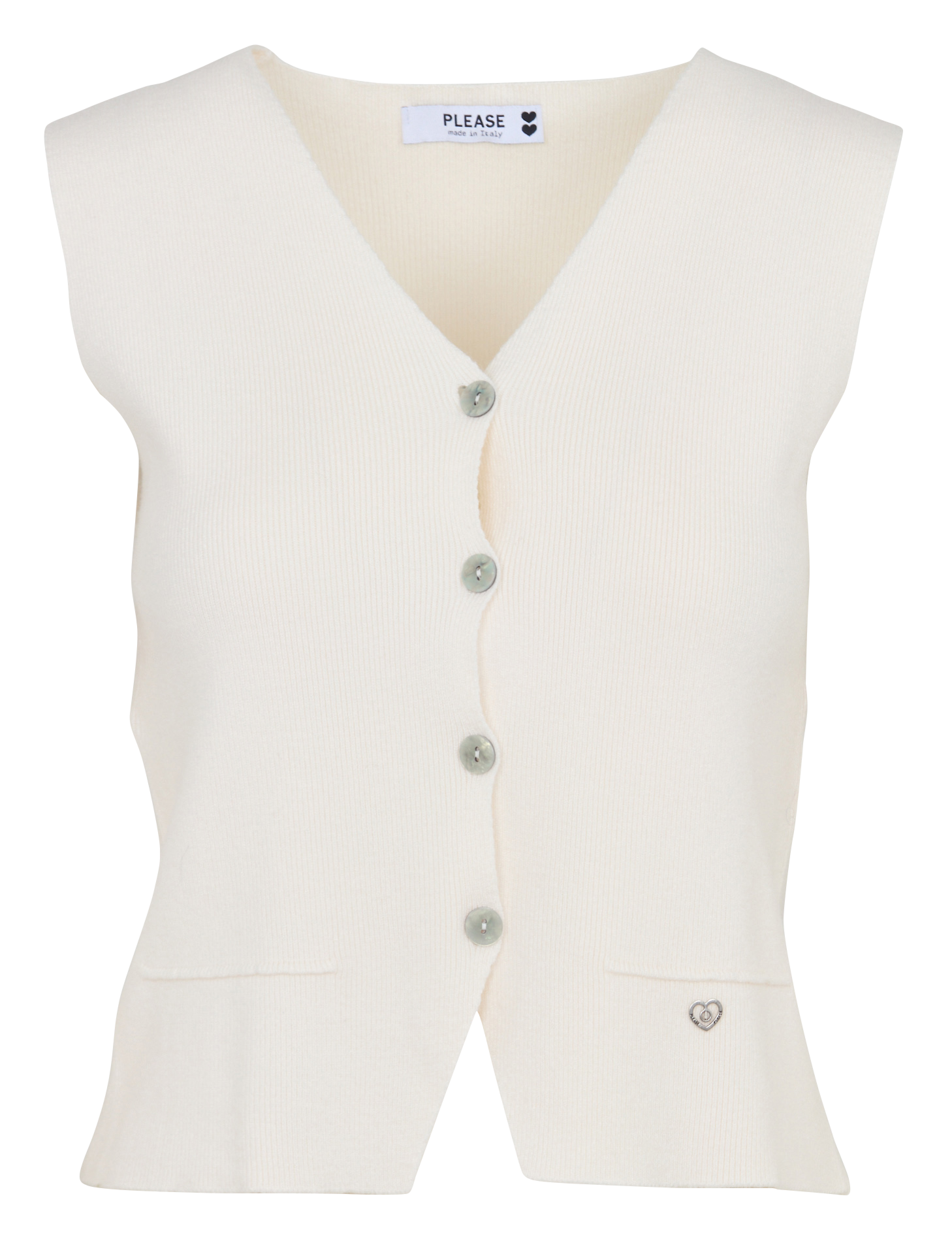 Gilet droit col V  PLEASE Beige