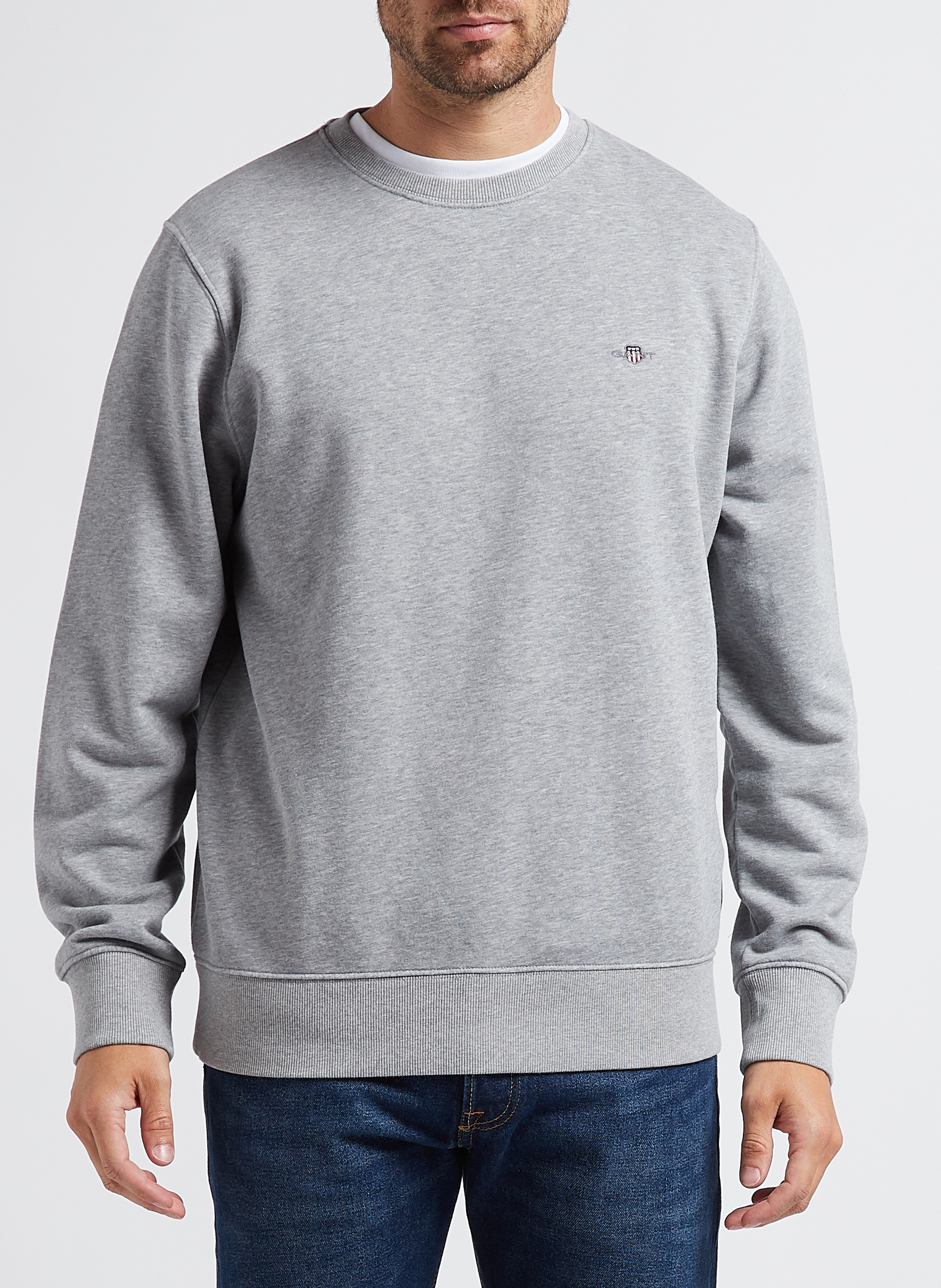 Sweatshirt col rond en coton mélangé  GANT Gris