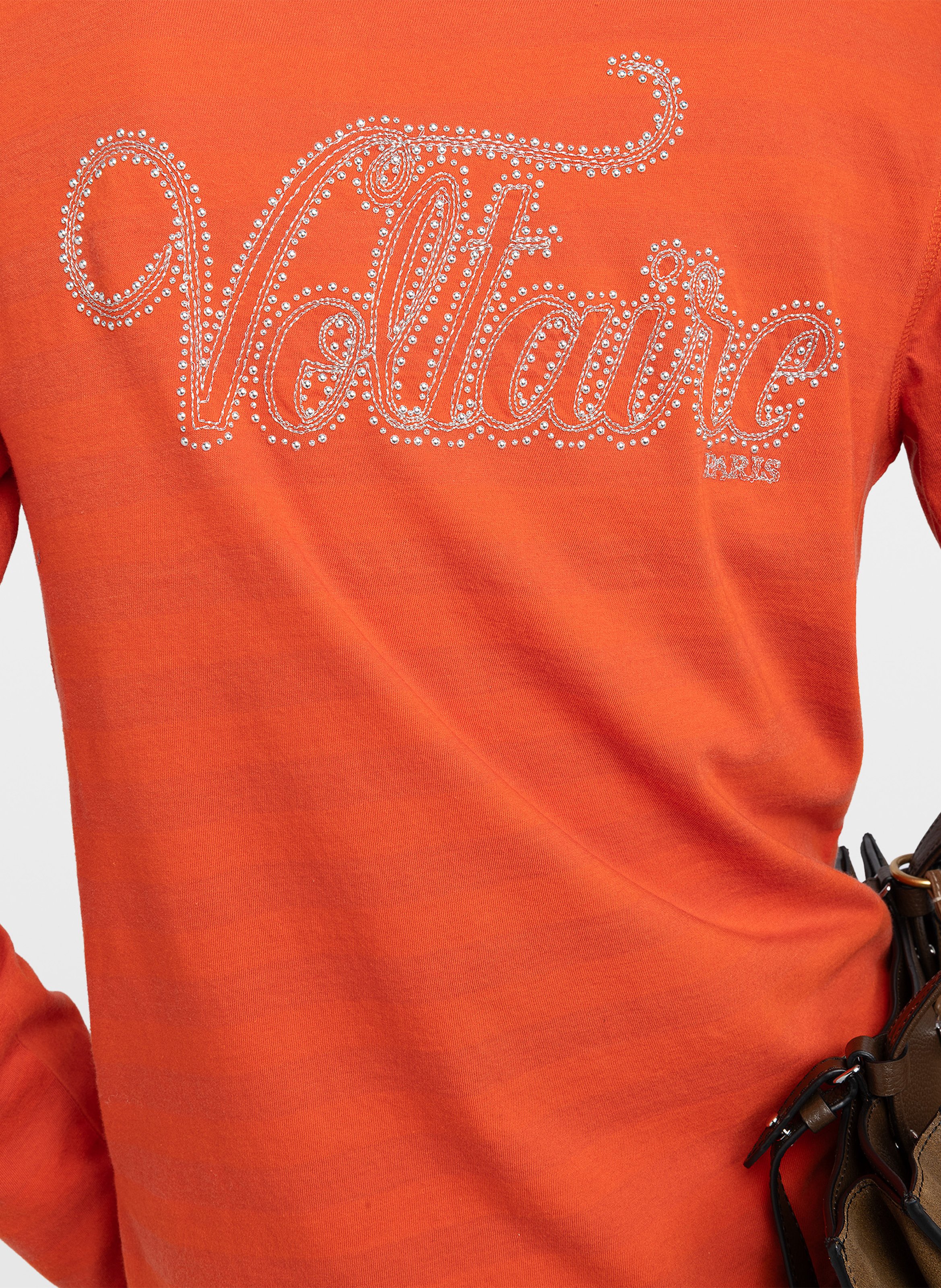 Gerade geschnittenes Baumwoll-T-Shirt mit Henley-Ausschnitt ZADIG&VOLTAIRE Orange