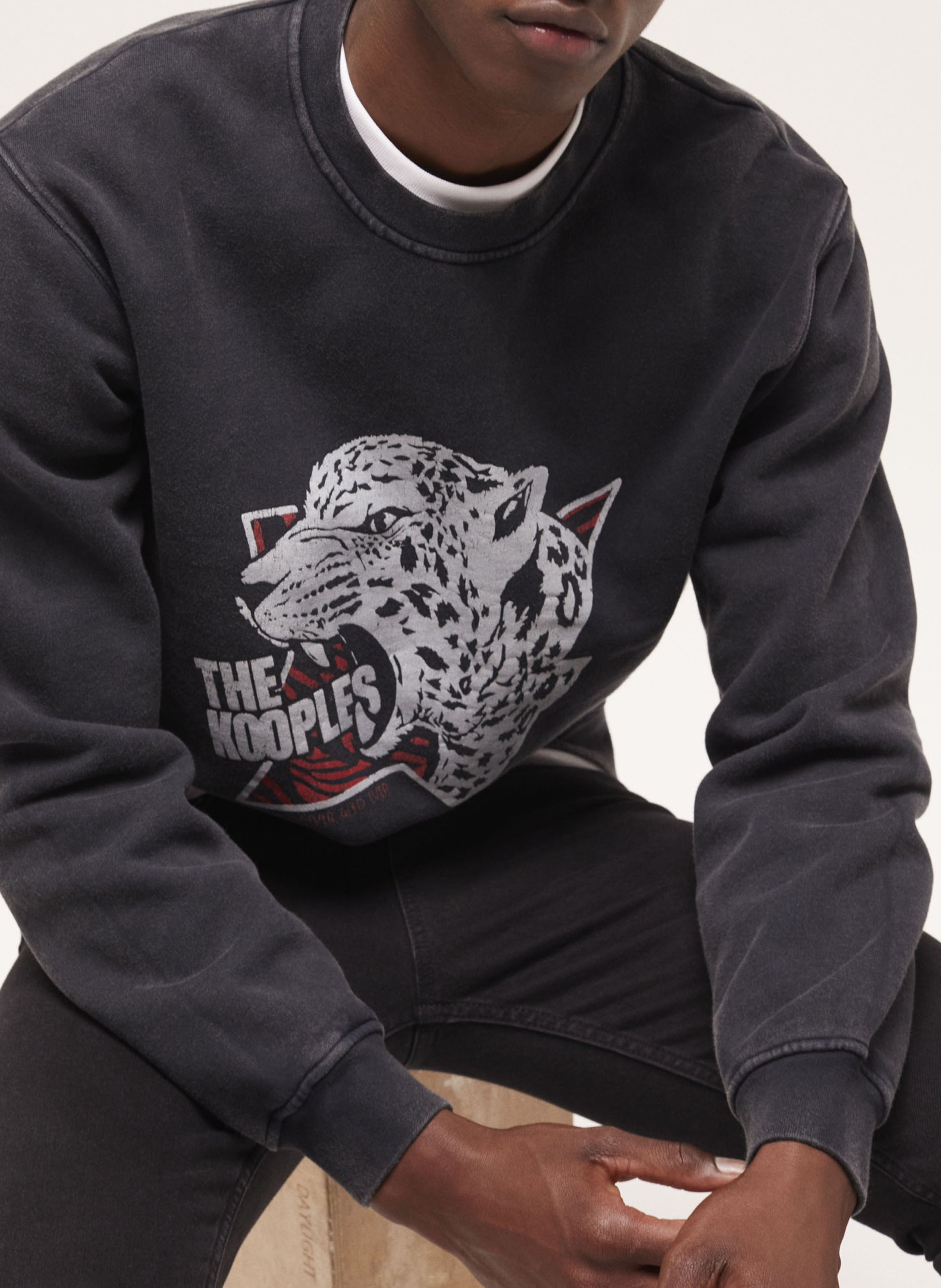 Sweat imprimé en coton délavé THE KOOPLES Bleu