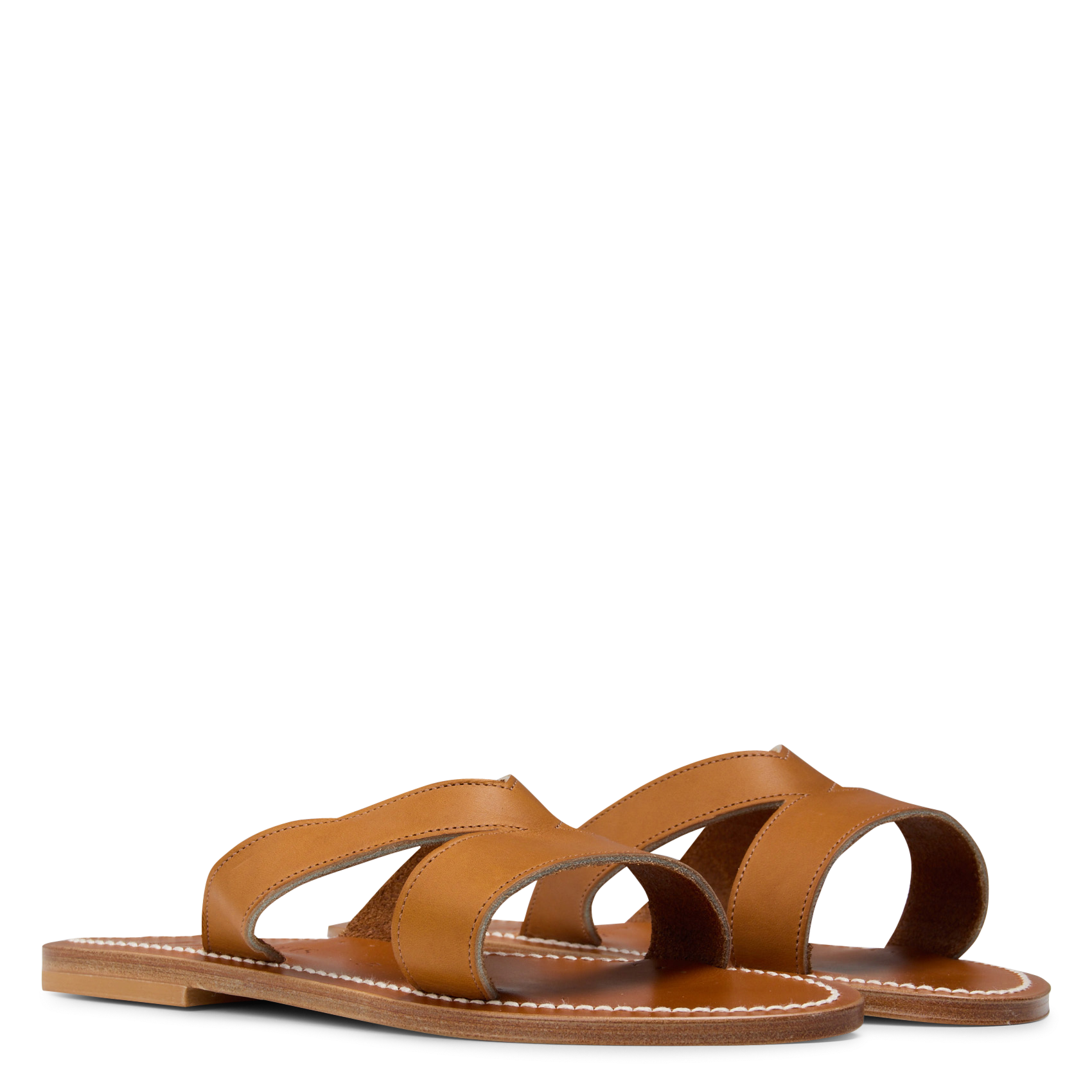 Avarca Berlin - Flache Ledersandalen mit Samt K JACQUES Braun