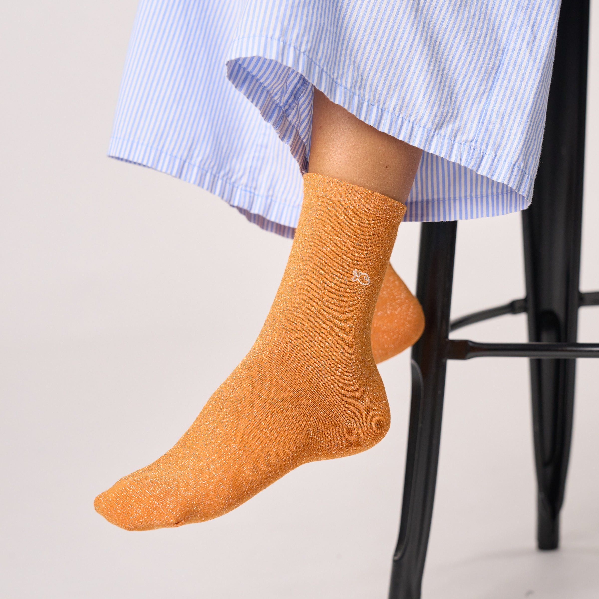 Solid Combed Cotton Glittery Socks BILLYBELT Orange