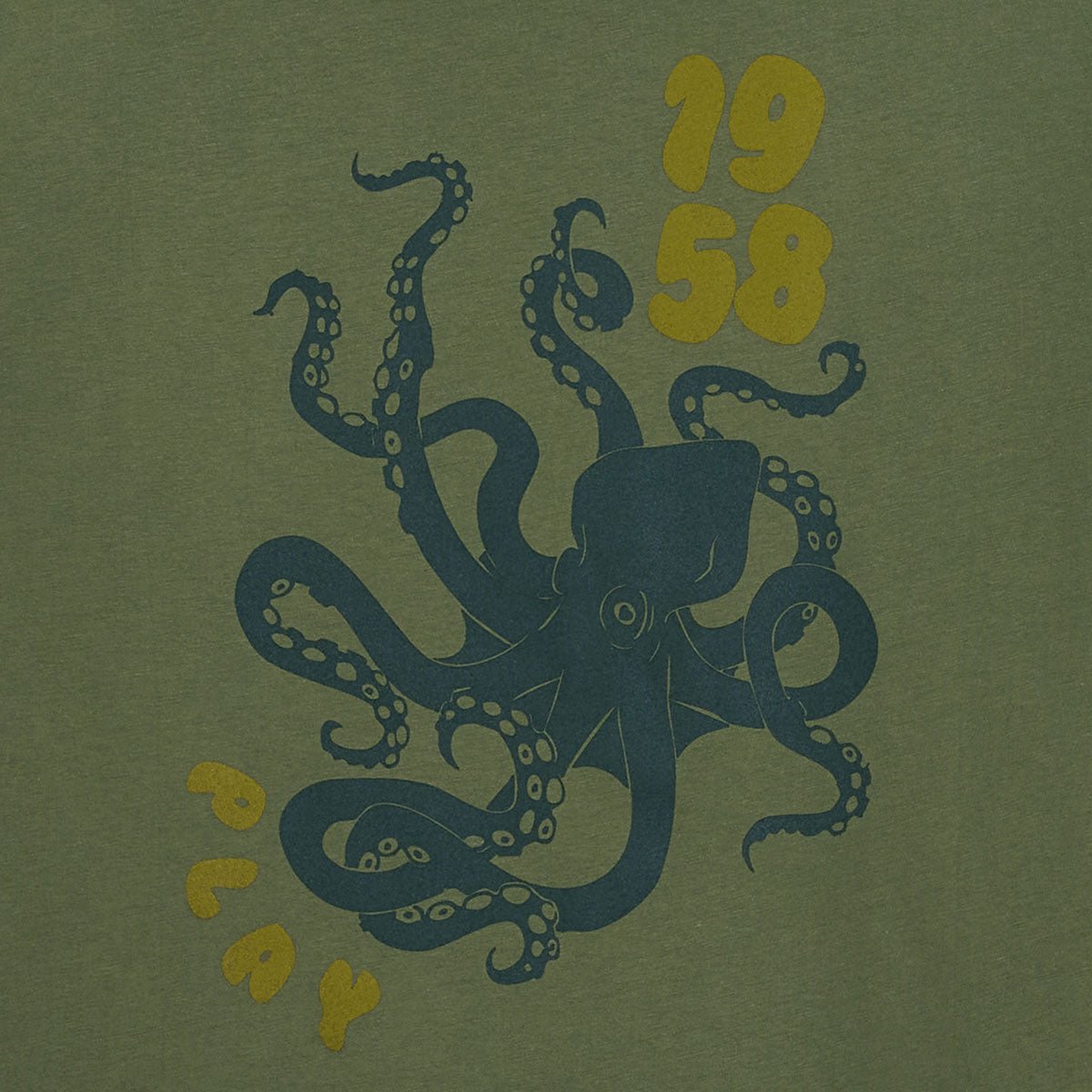 Round neck cotton t-shirt with octopus print on the back SERGE BLANCO Green