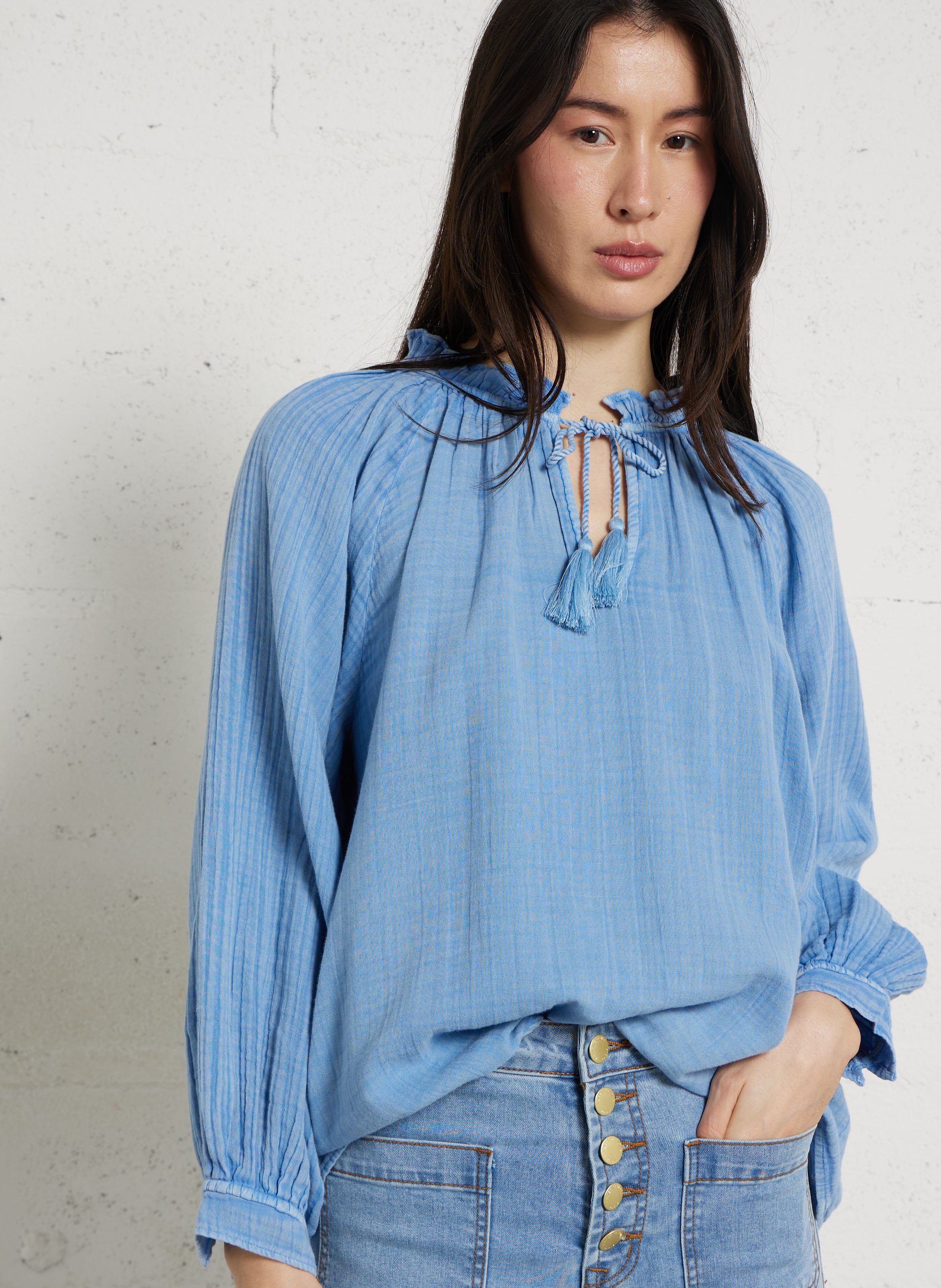 Blouse col V en coton LA PETITE ETOILE