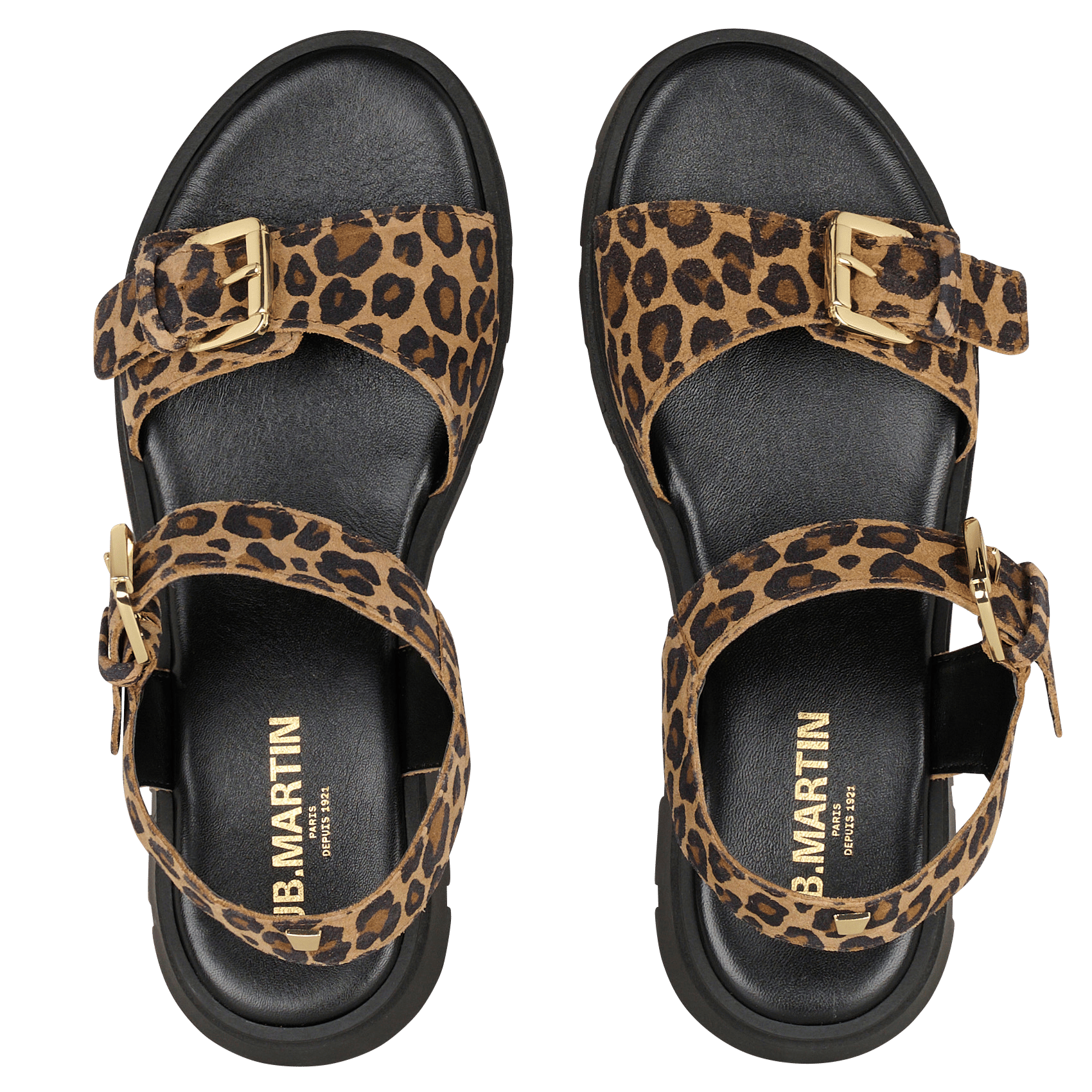 Leopard Print Suede Leather Sandals JB MARTIN Brown