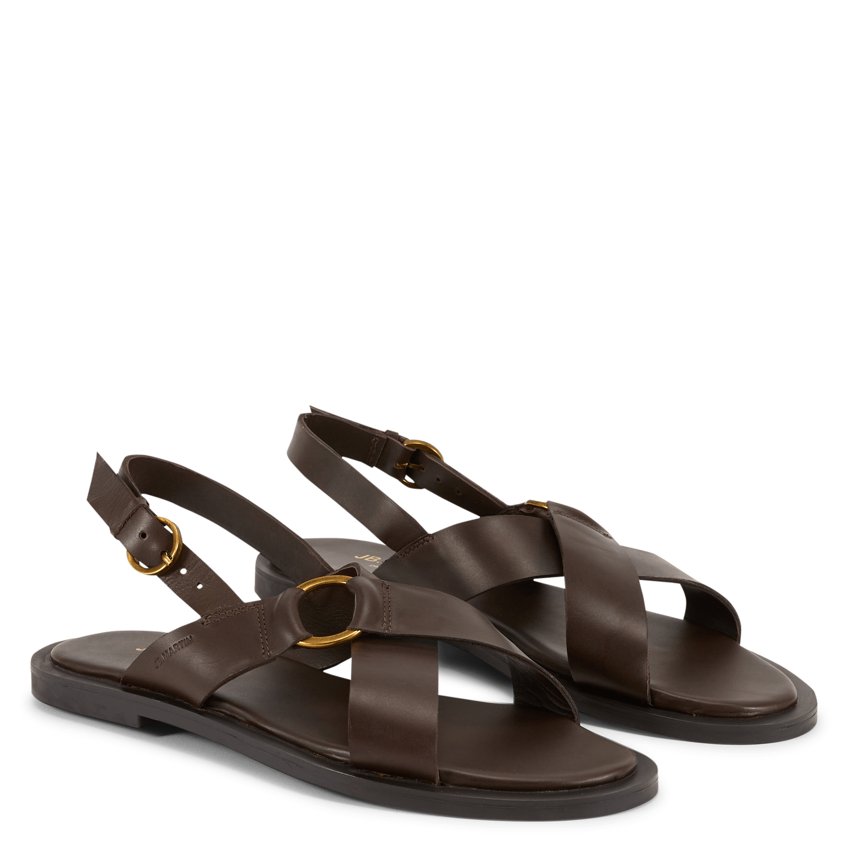 Avarca Berlin - Flache Ledersandalen mit Samt JB MARTIN Braun