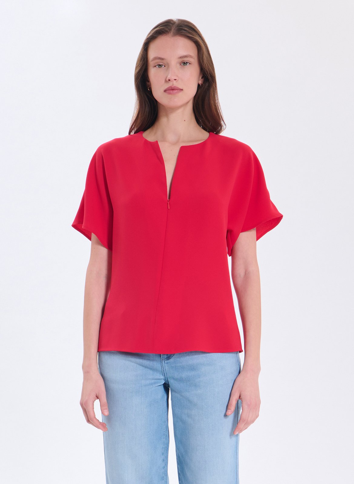 Top ajusté col tunisien ZAPA Rouge