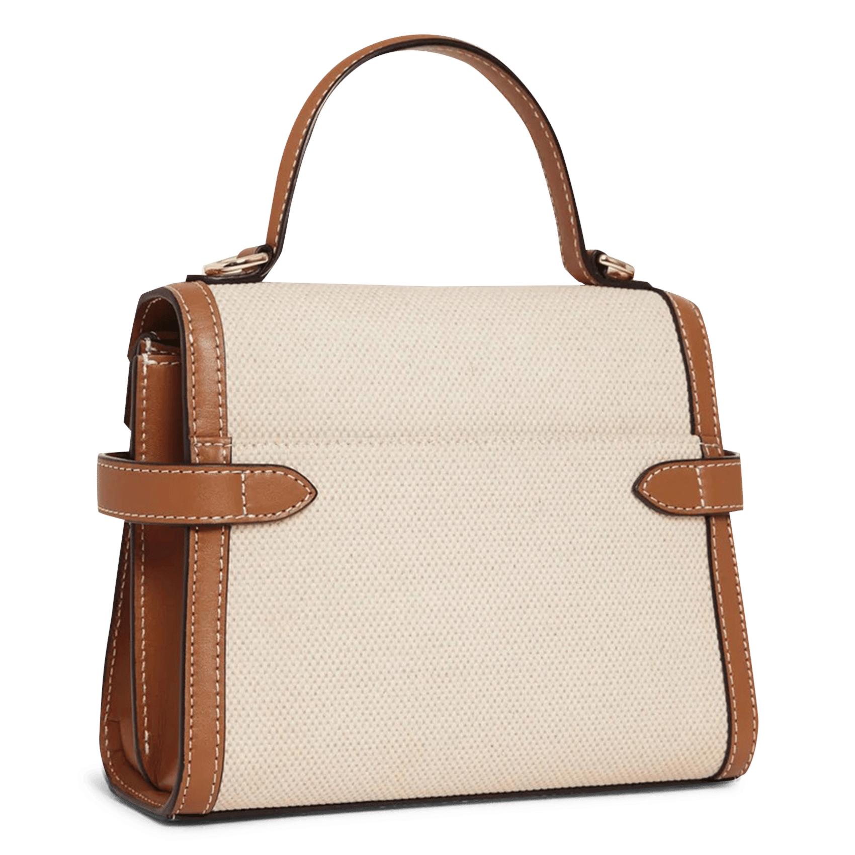 Kleine Handtasche aus zweifarbigem Material mit Klappen LE TANNEUR Beige
