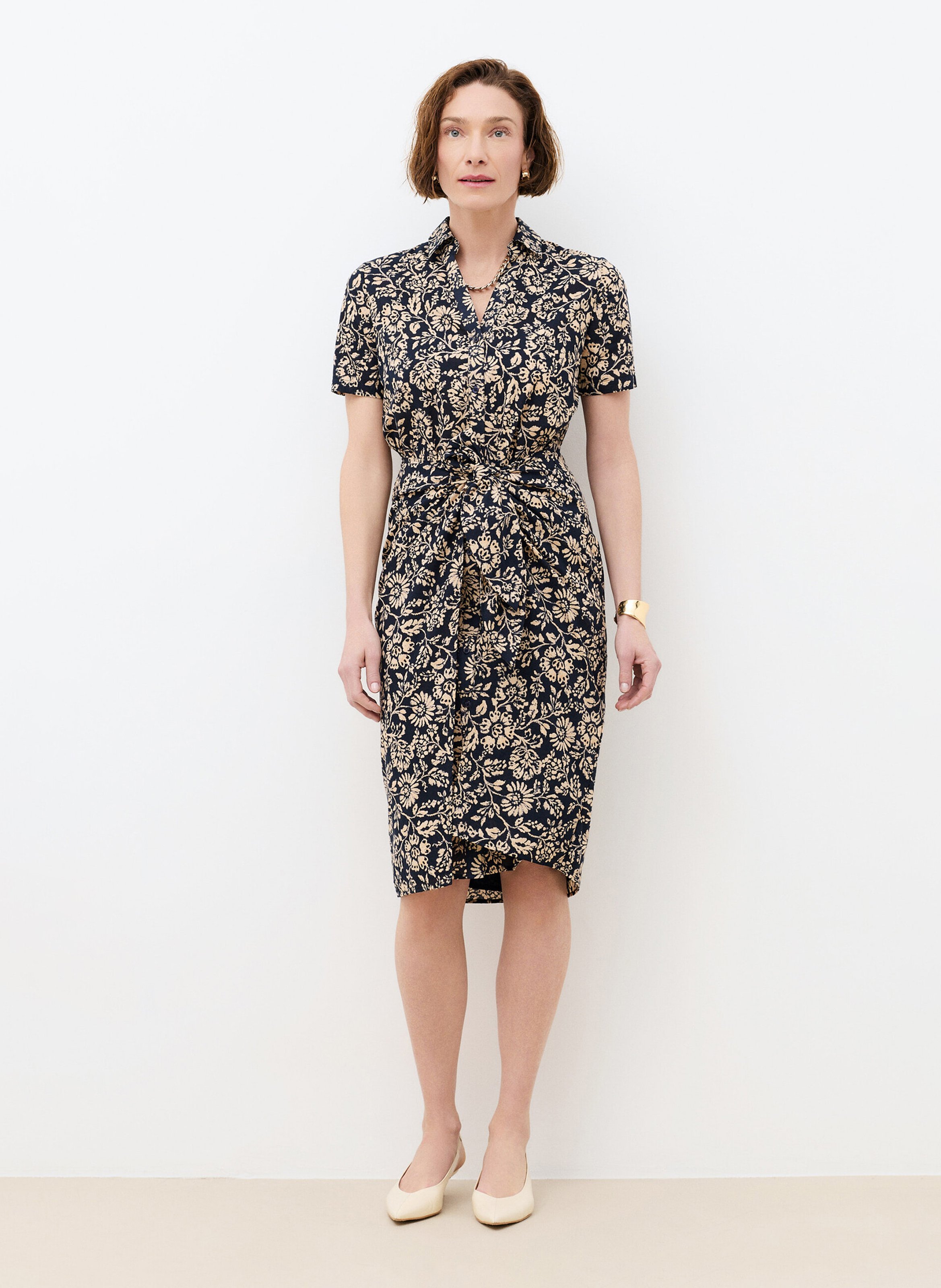 Robe courte col classique en coton CAROLL Bleu