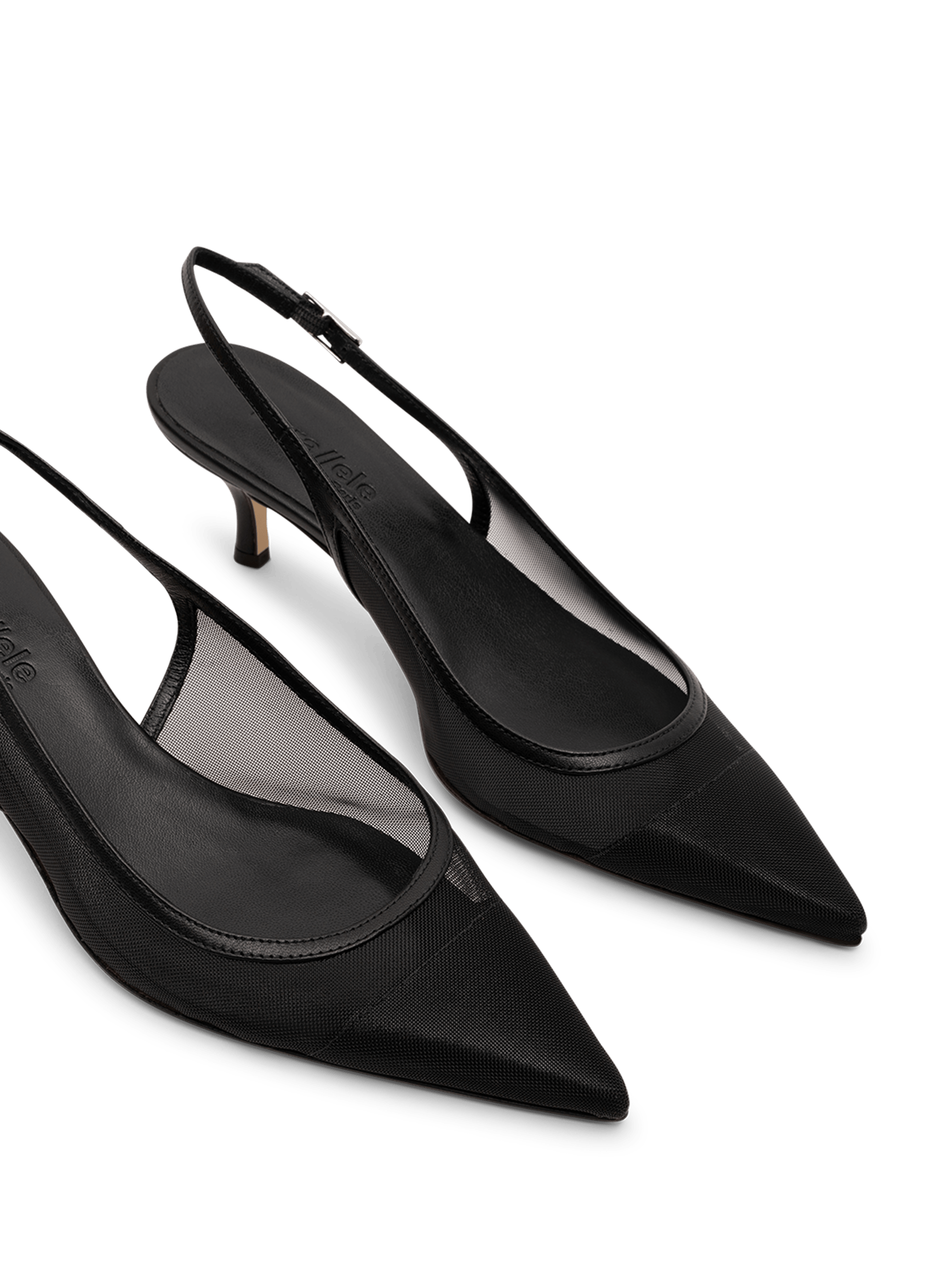 Slingback en cuir et mesh noir PARALLELE PARIS Noir