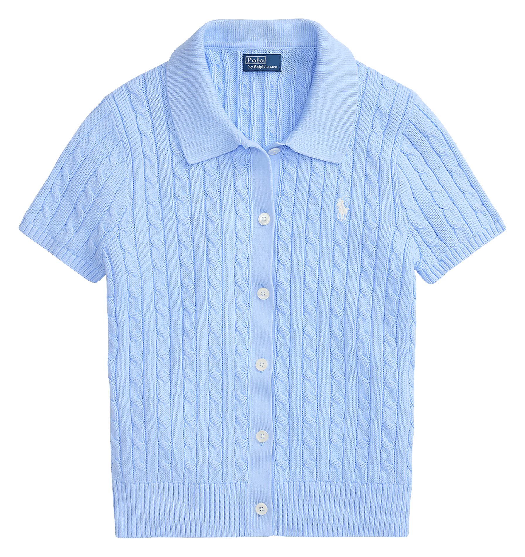 Gilet boutonnée en maille tressée POLO RALPH LAUREN Bleu
