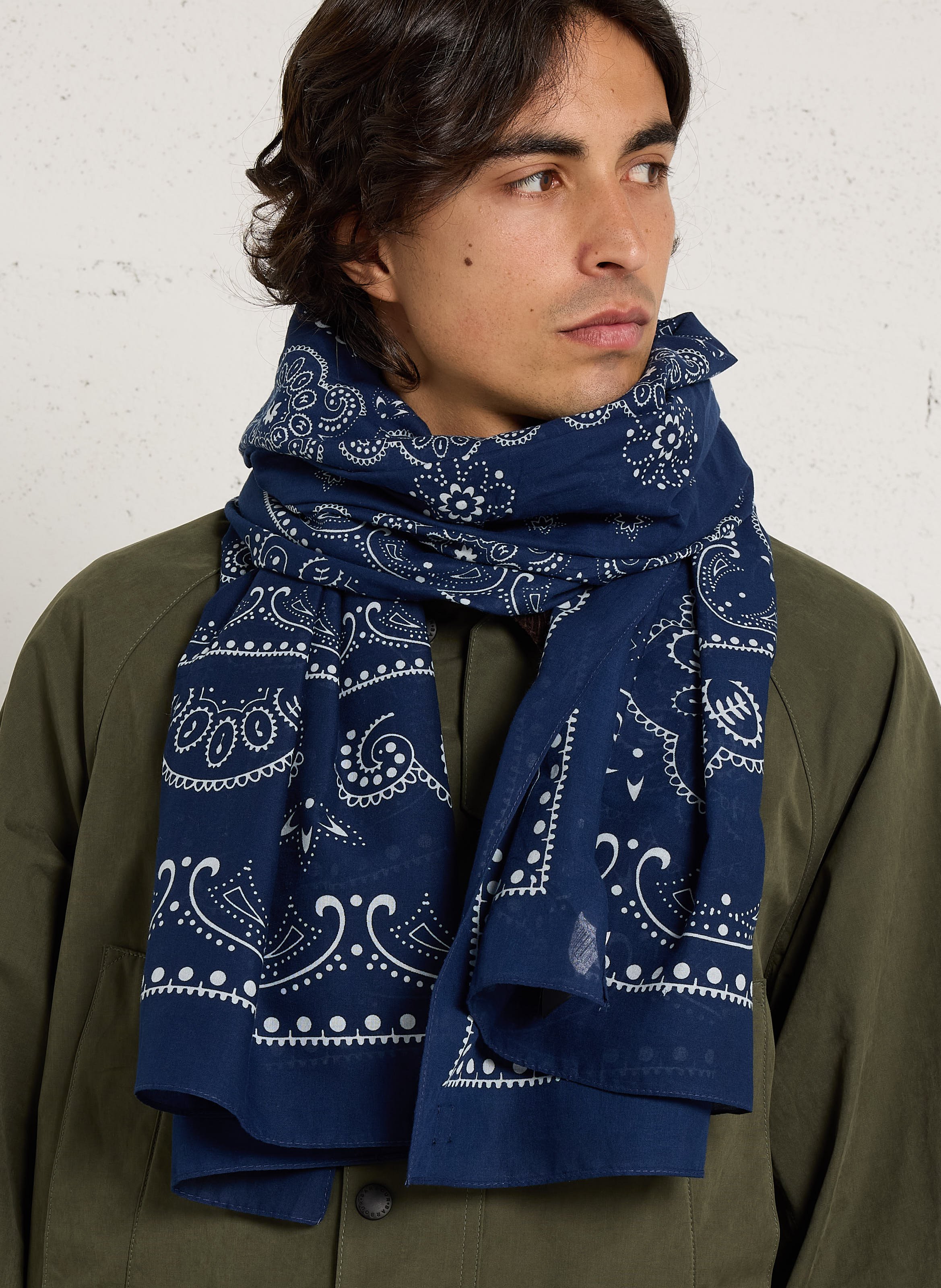 Foulard imprimé en coton LE TEMPS DES CERISES Bleu