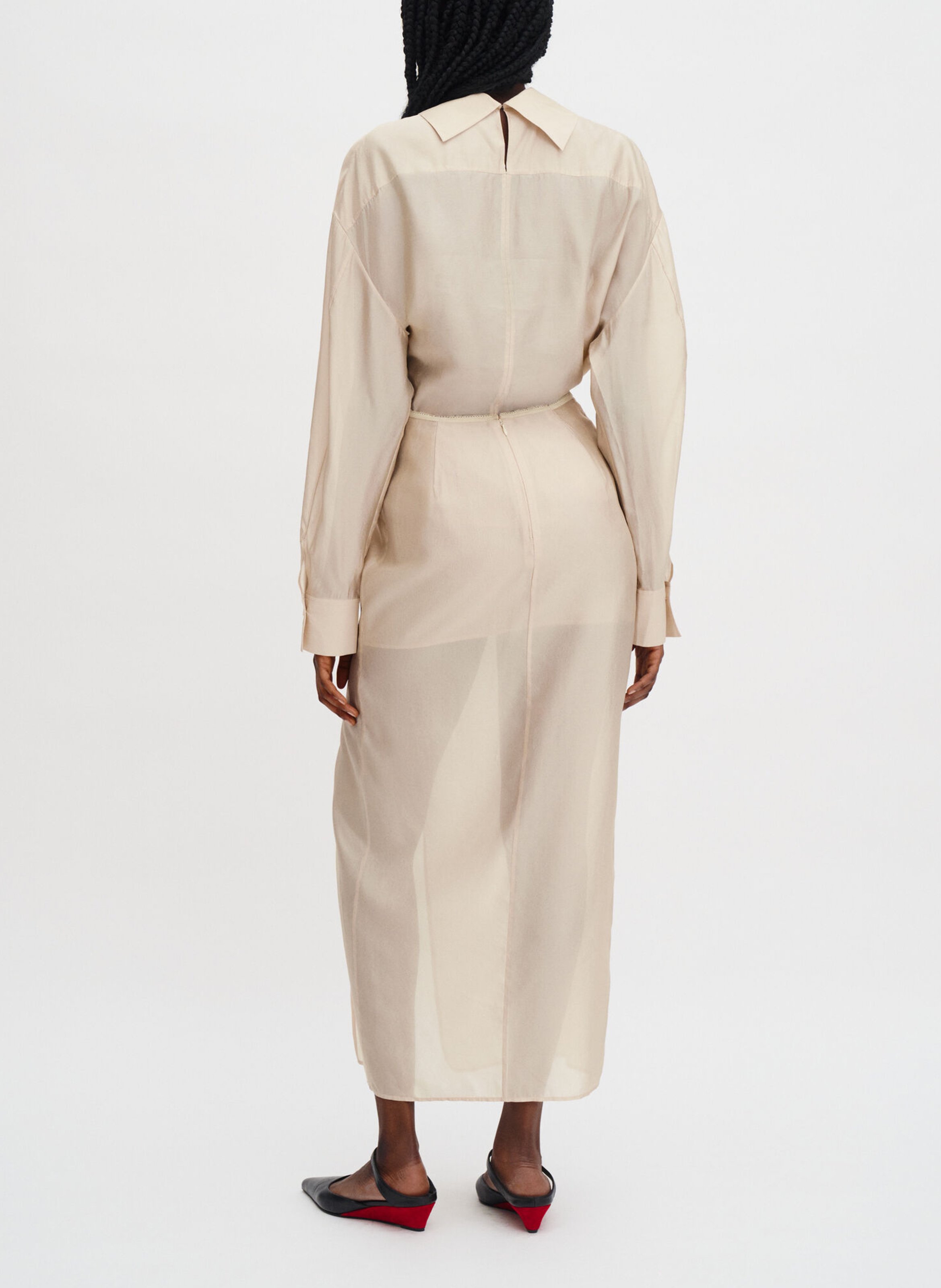 Jupe longue fendue transparente FILIPPA K Beige