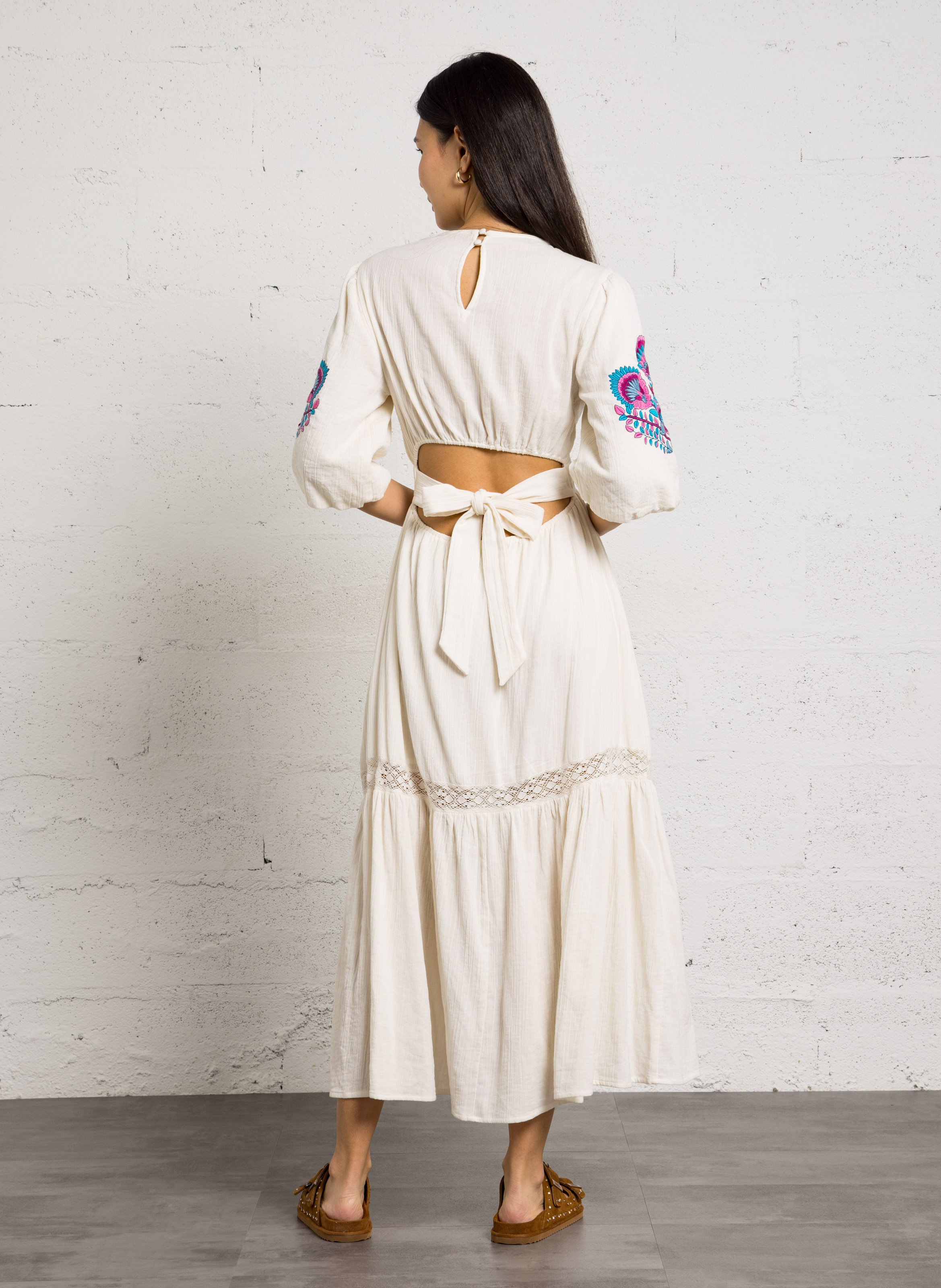 Robe longue cintrée en coton bio LOUISE MISHA Blanc