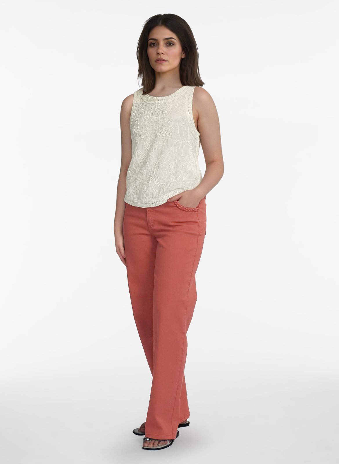 Jean large en coton  VILA Orange