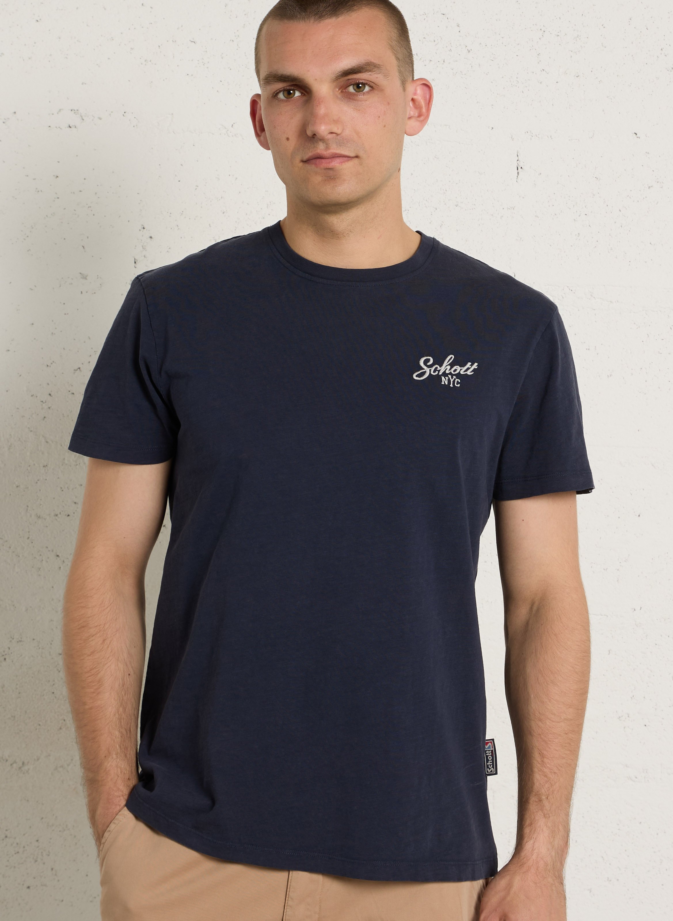 Straight round neck embroidered t-shirt SCHOTT